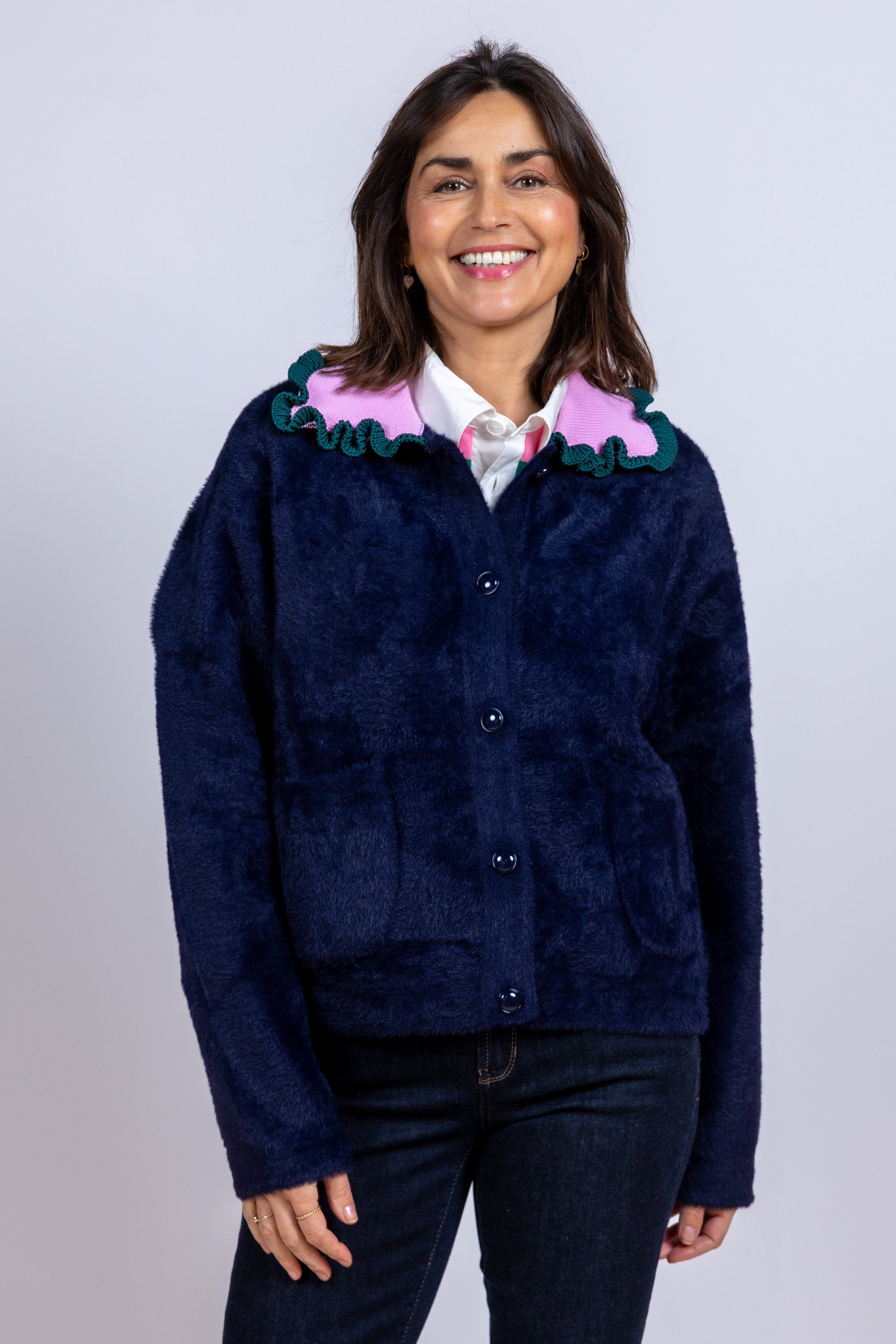 Vest met knopen - Marine