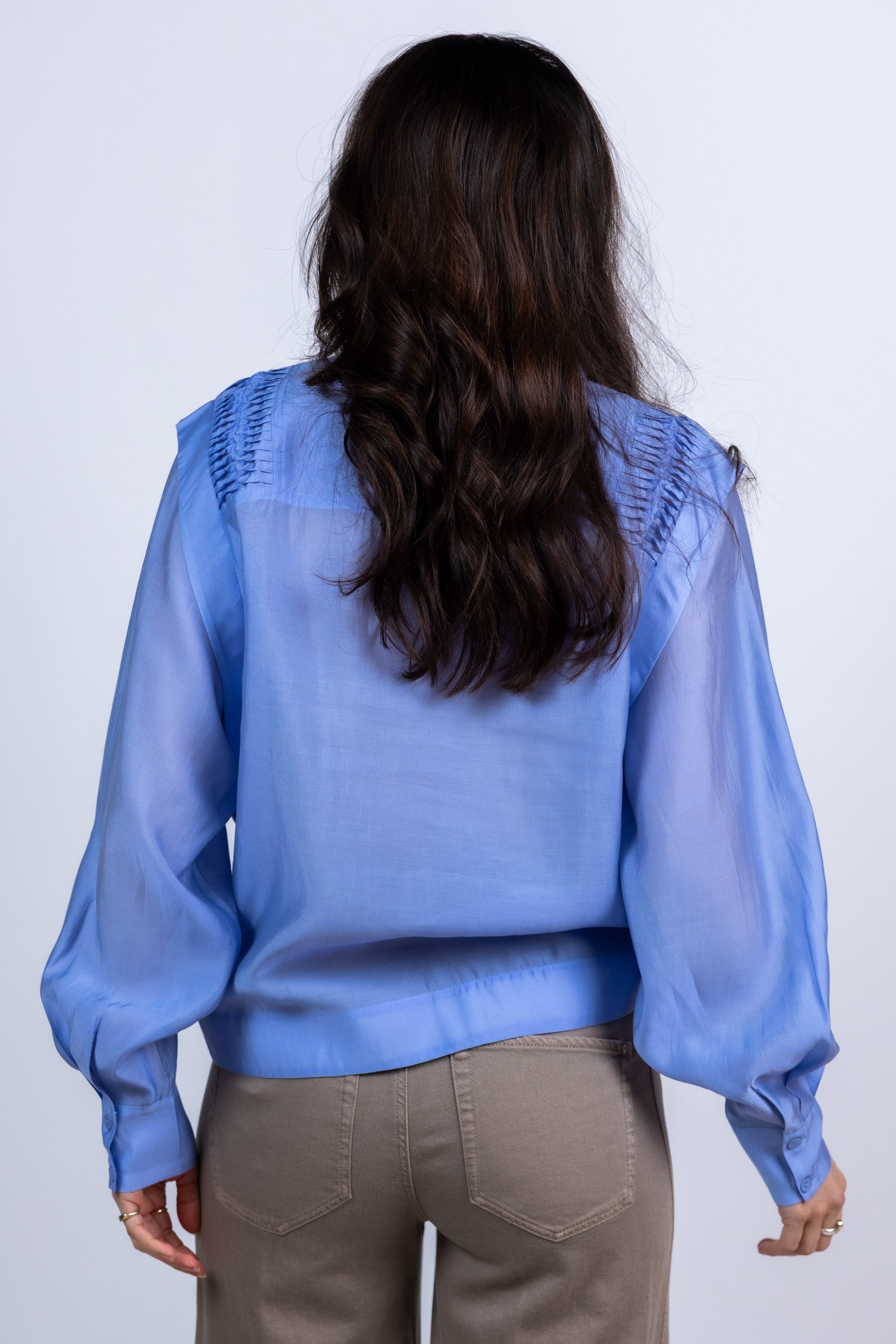Blouse met plooien - French blue