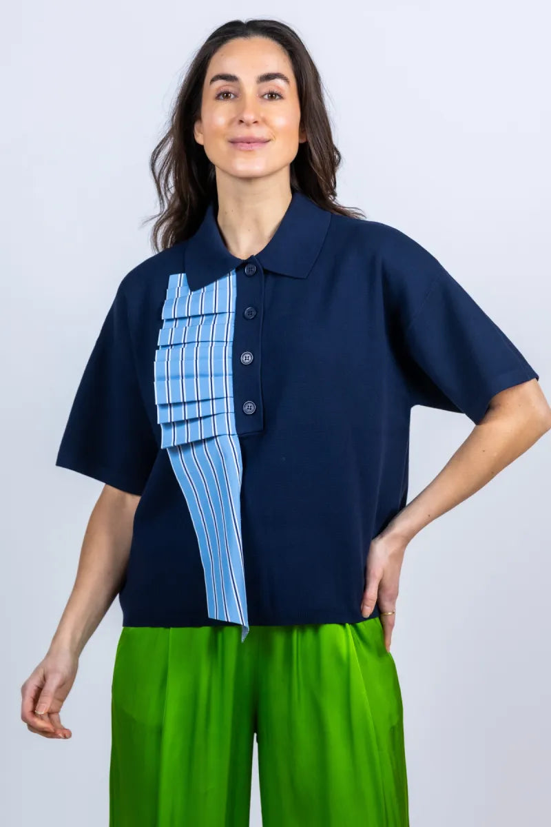 ESSENTIEL ANTWERP ESSENTIEL ANTWERP JUMBLE ESSENTIEL ANTWERP JUMBLE Polo met plooien - Marine