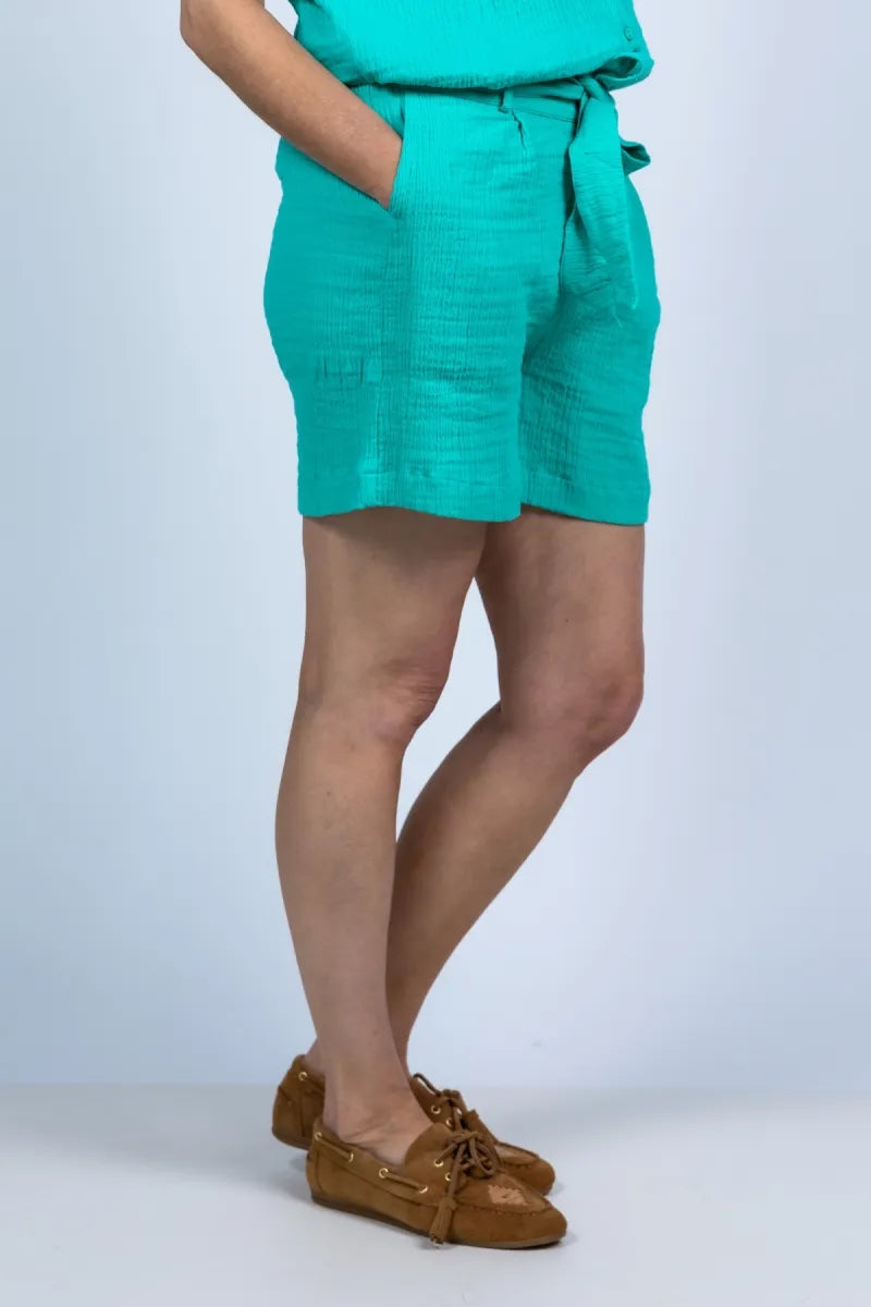 GEISHA GEISHA 61423-20 Short met strikceintuur - Aqua