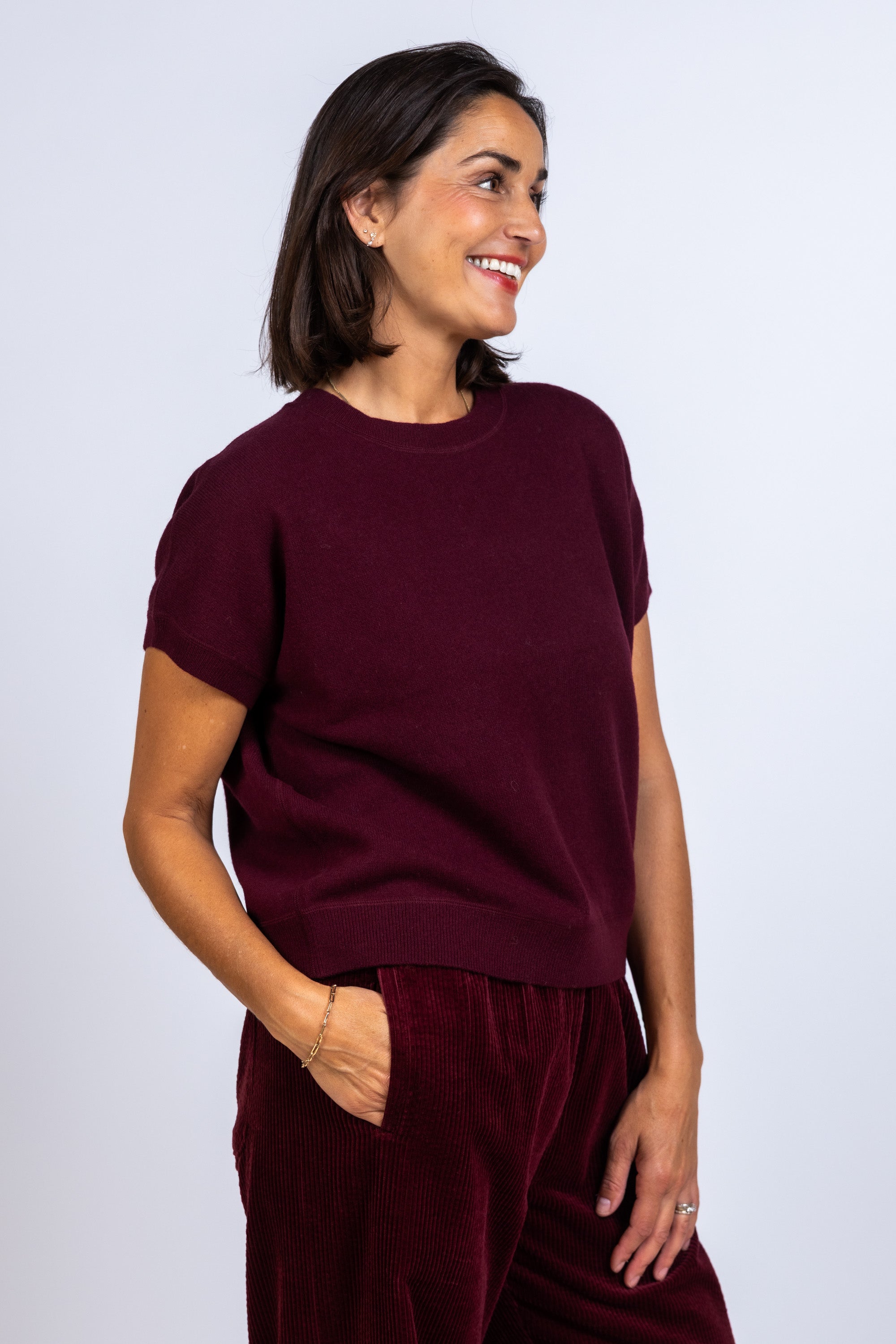 Trui met korte mouwen - Burgundy