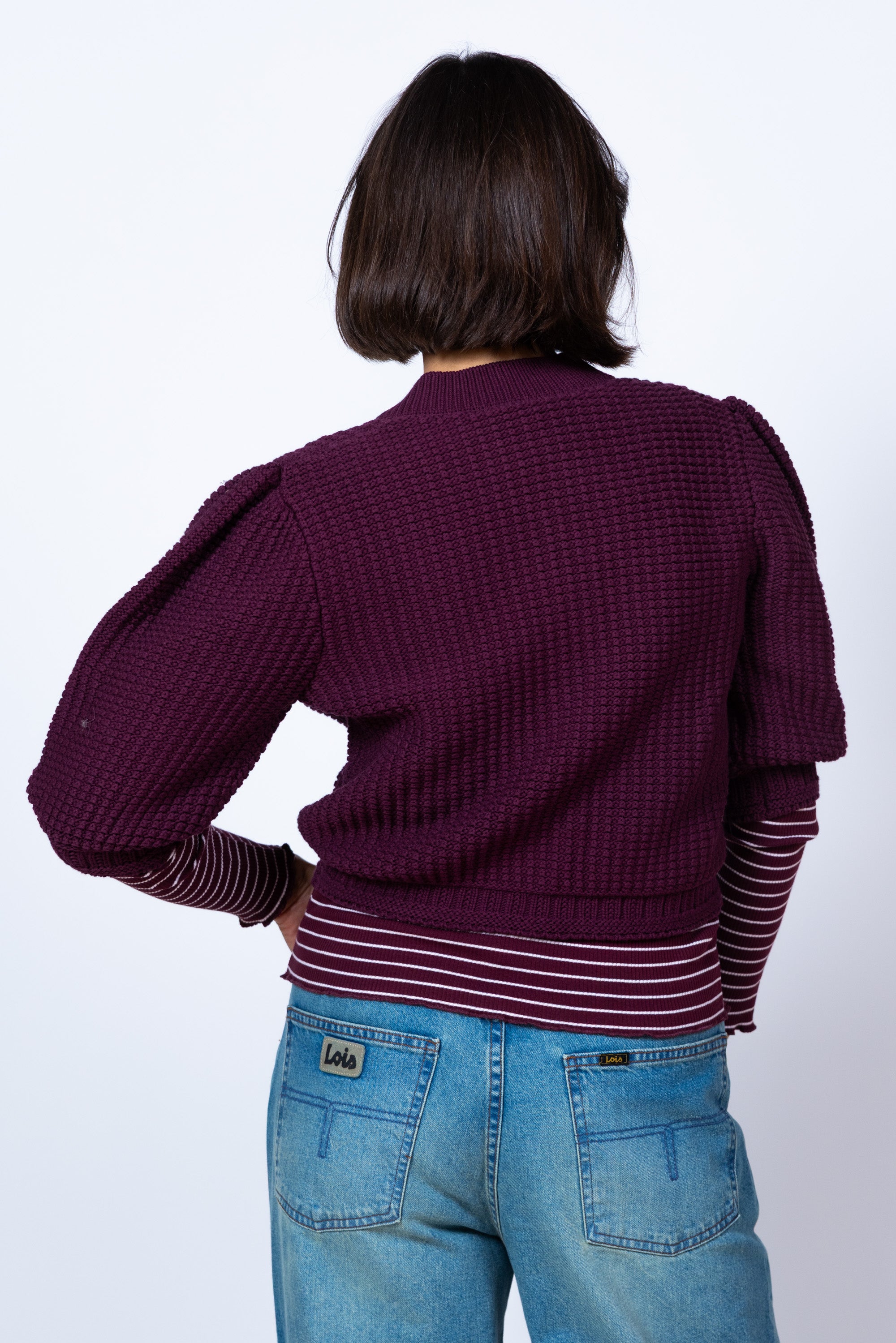Vest met knopen - Donkerbordeaux