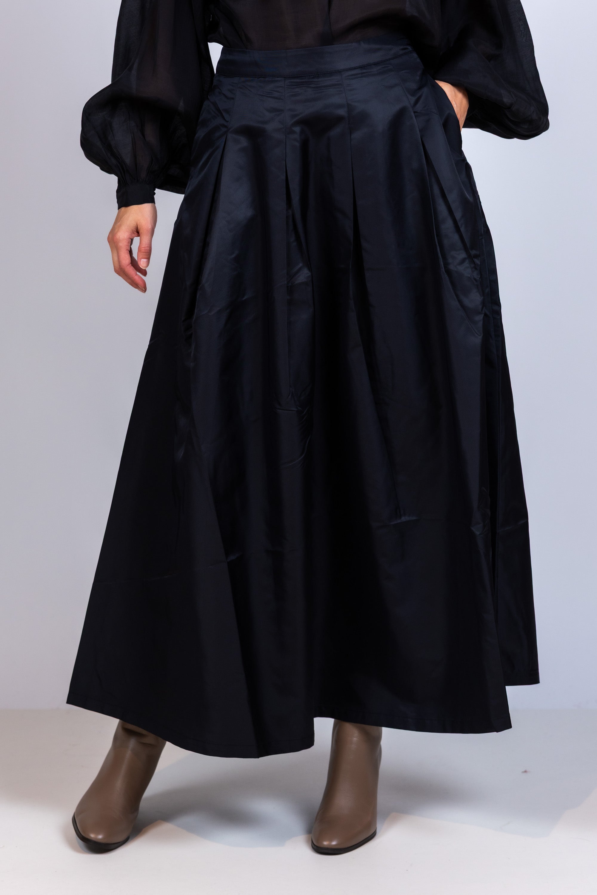 Rok met plooien - Zwart