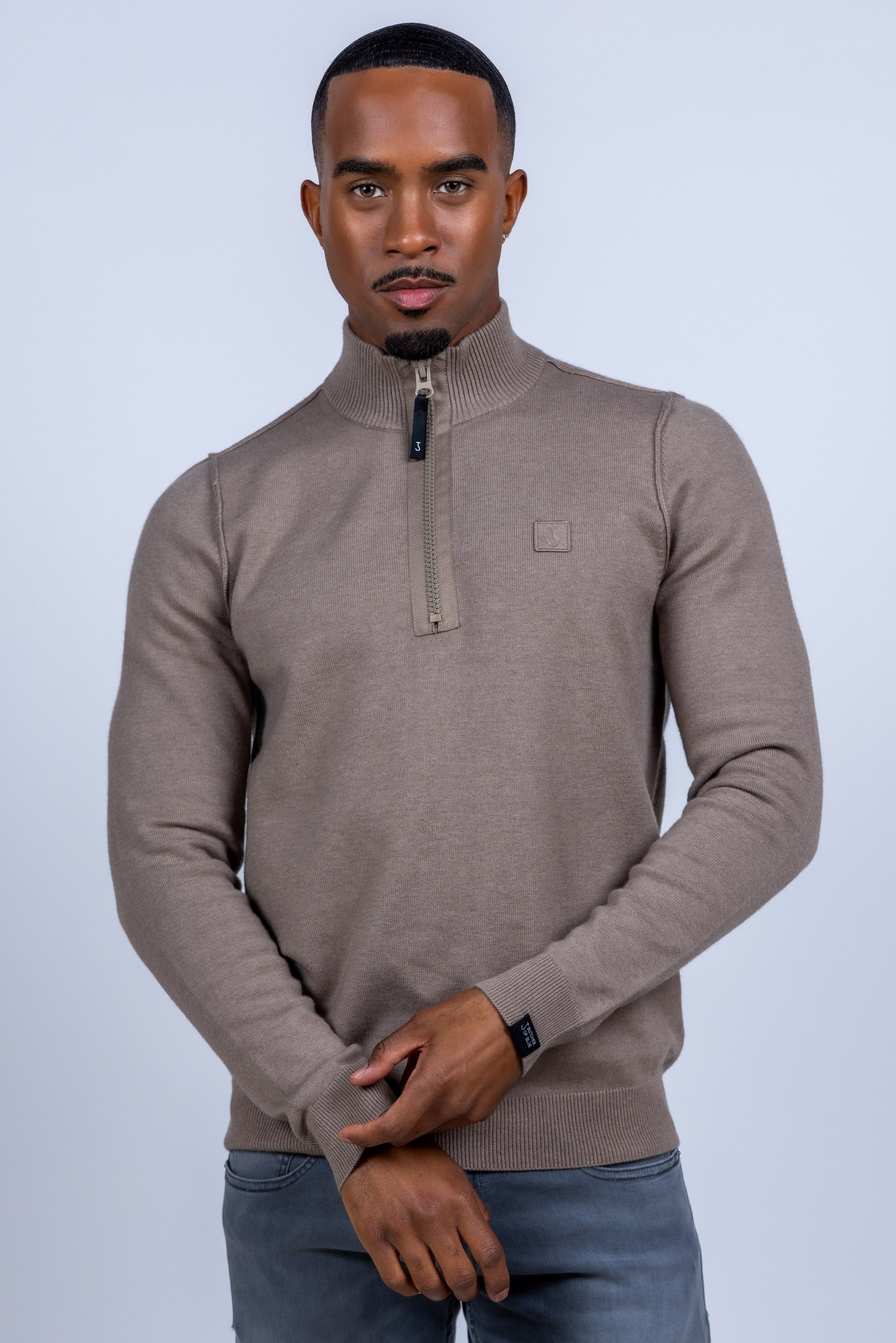 Trui met rits - Taupe