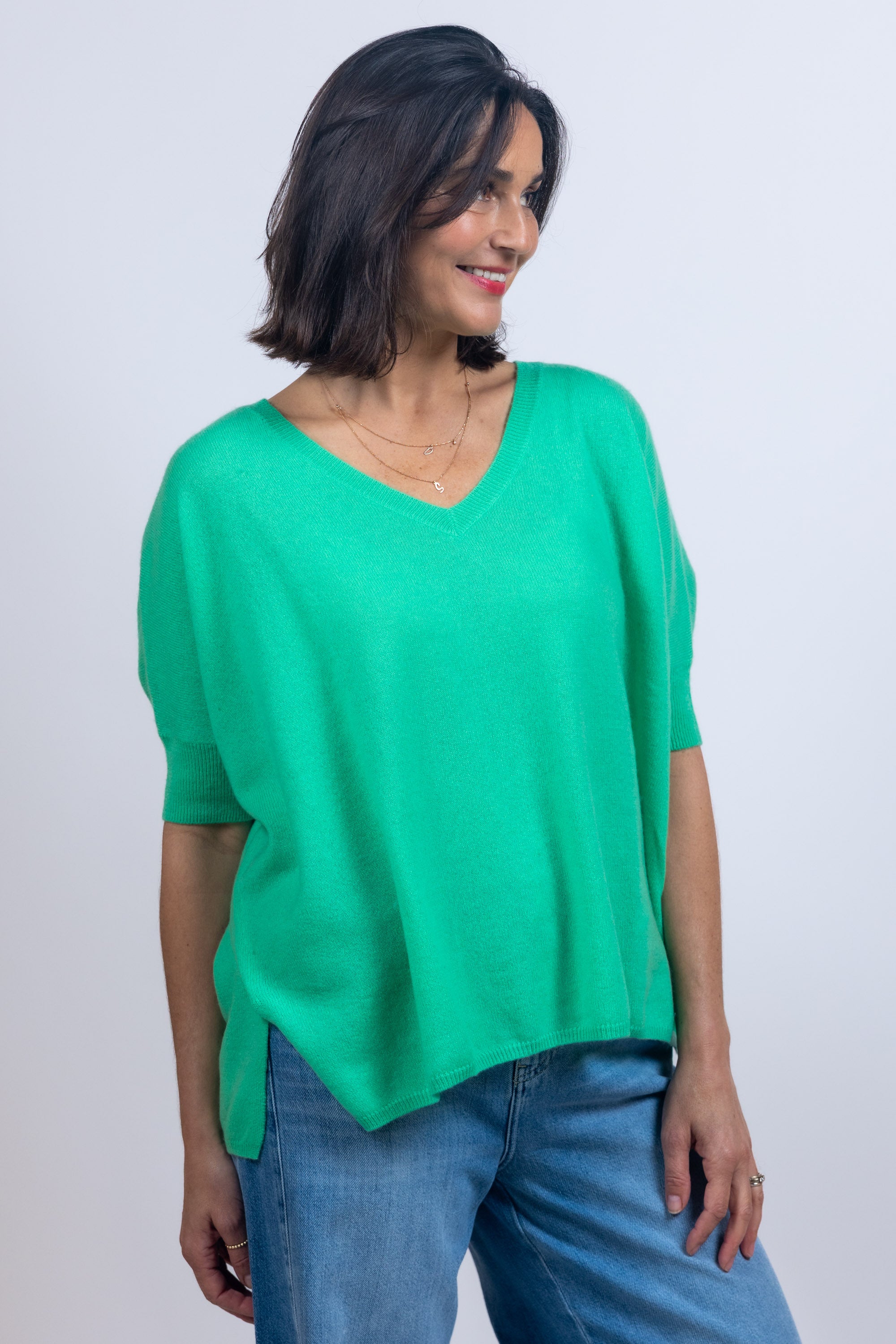 Trui met V-hals - Mint