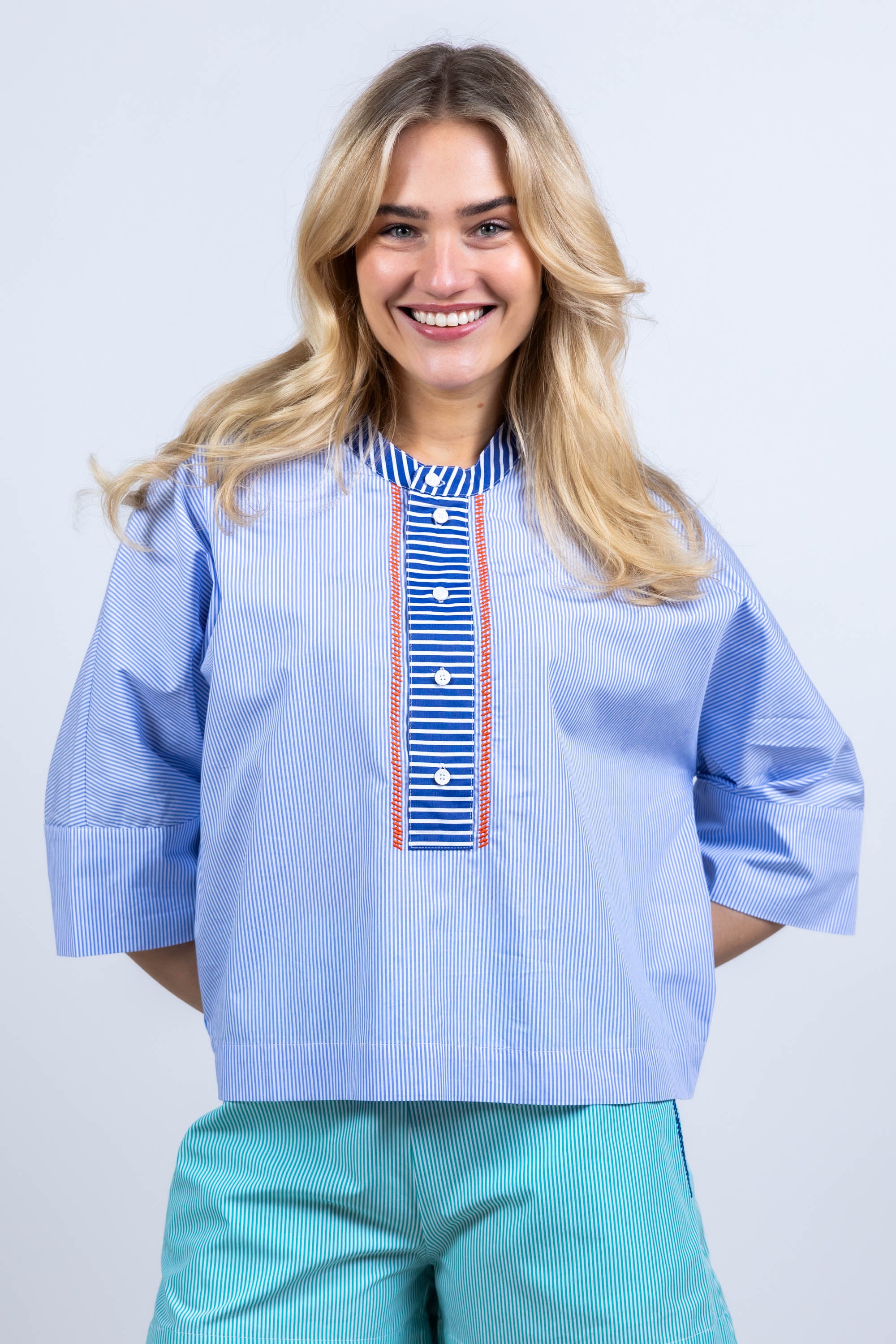 Gestreepte blouse - Bleu