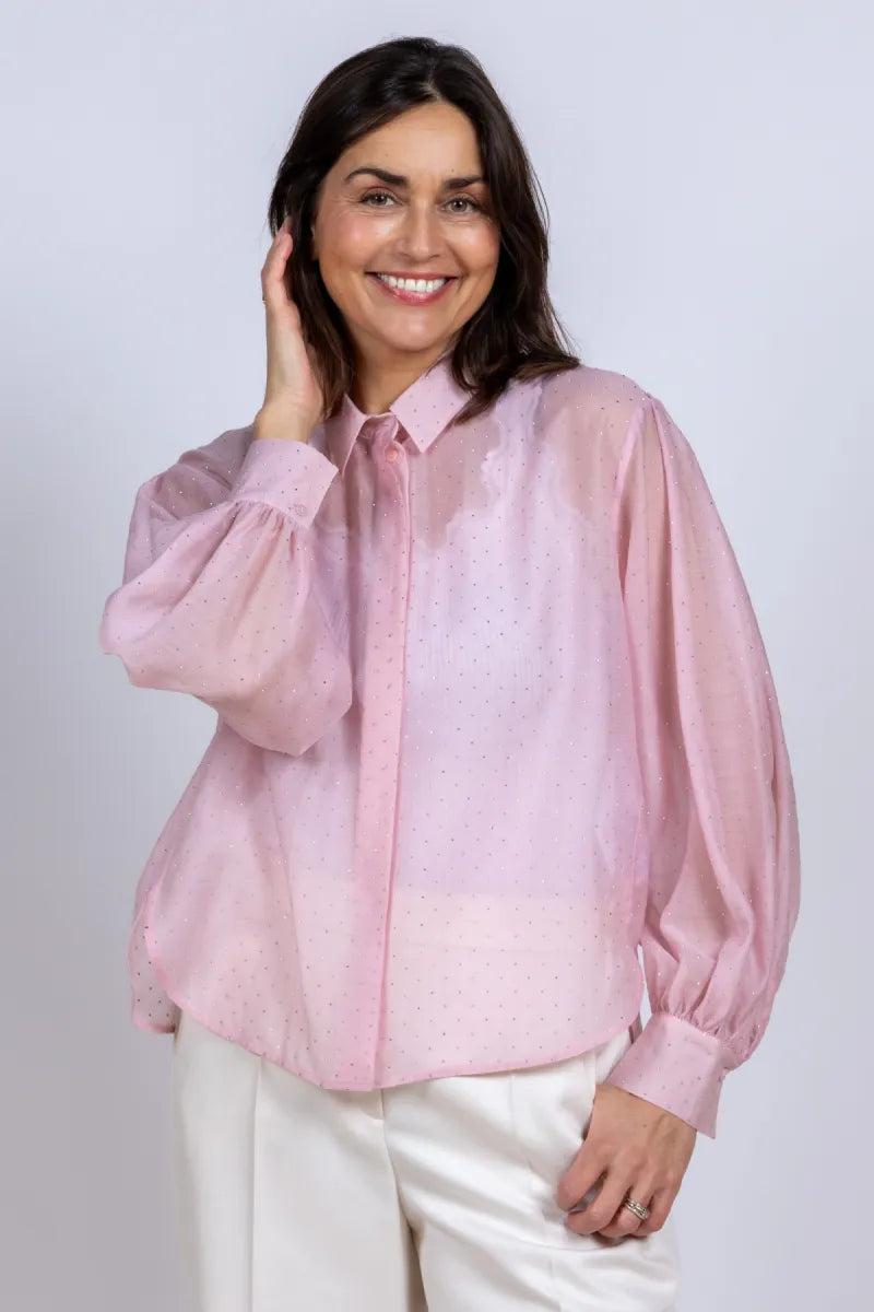 LUISA CERANO Blouse met strass - Roze