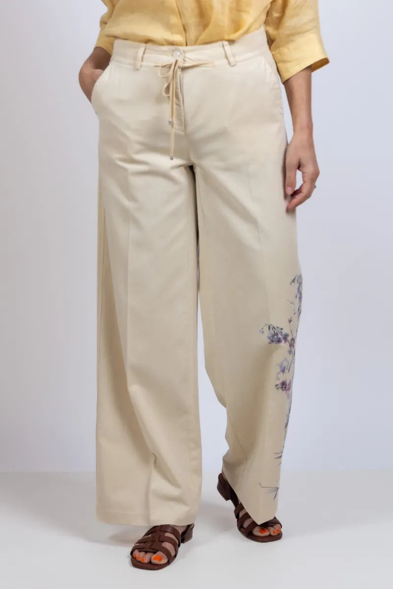 CAMBIO CAMBIO 7608-0414.05 Wijde broek met print - Vanille