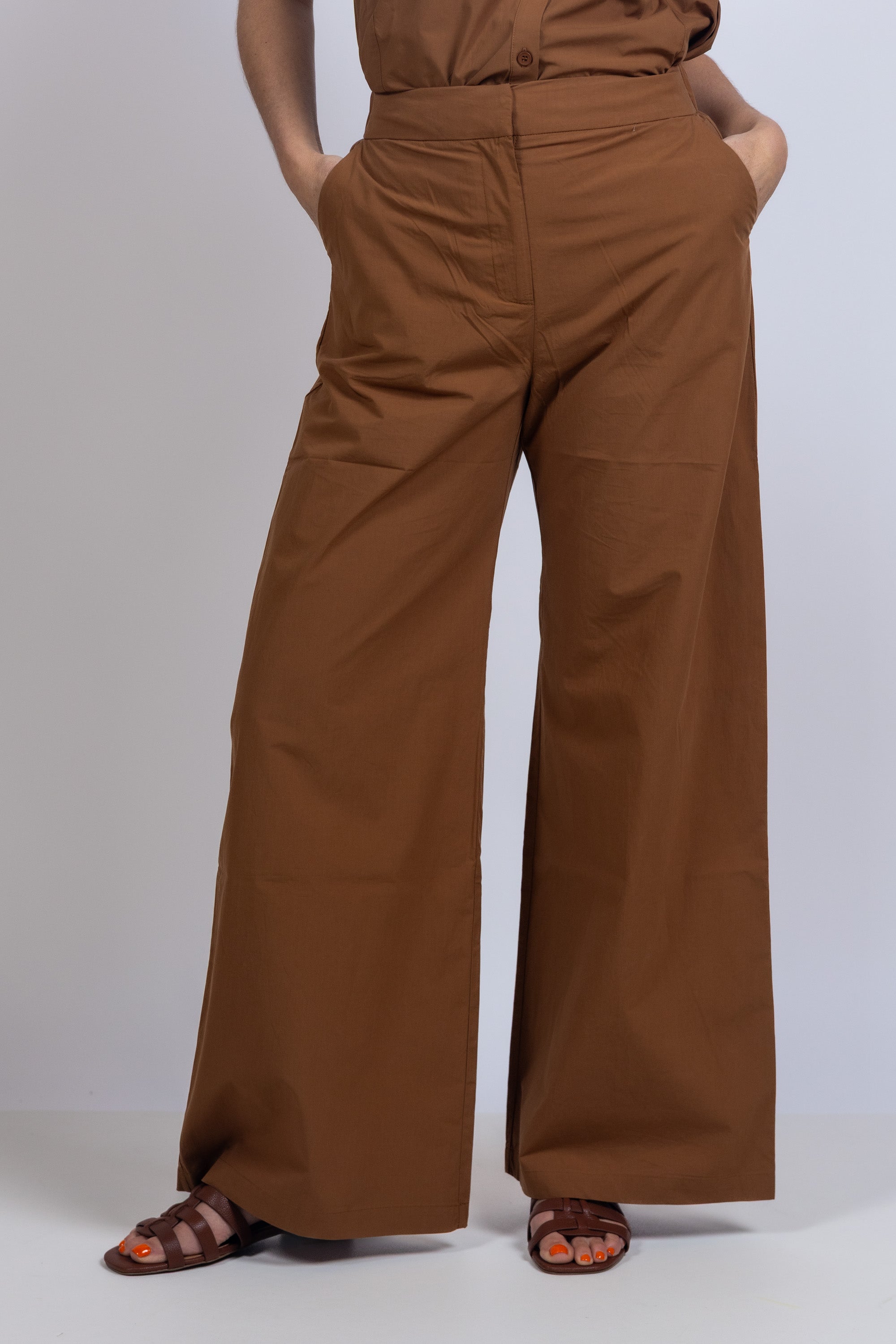 Wijde broek - Cognac