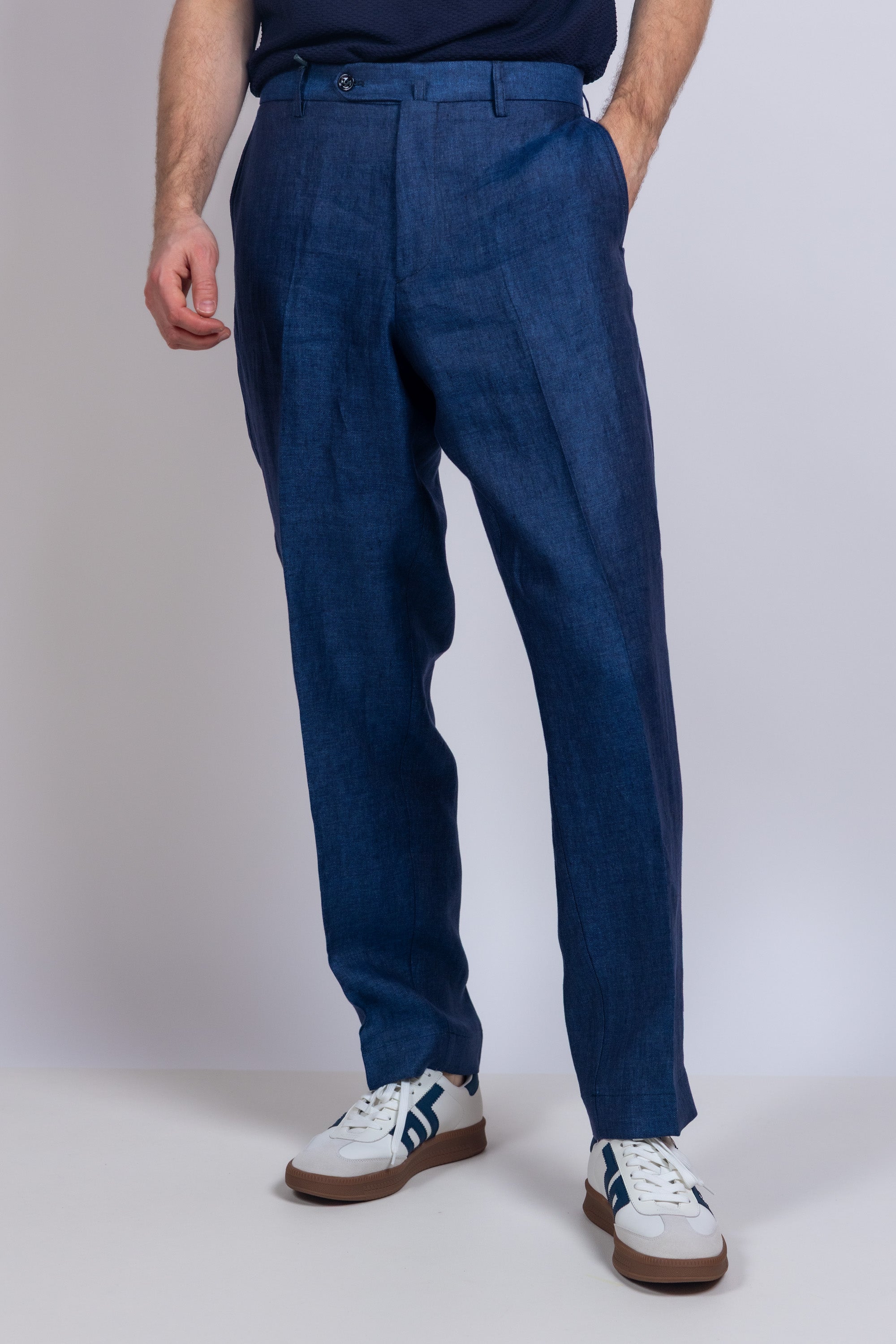 Pantalon met plooi - Marine