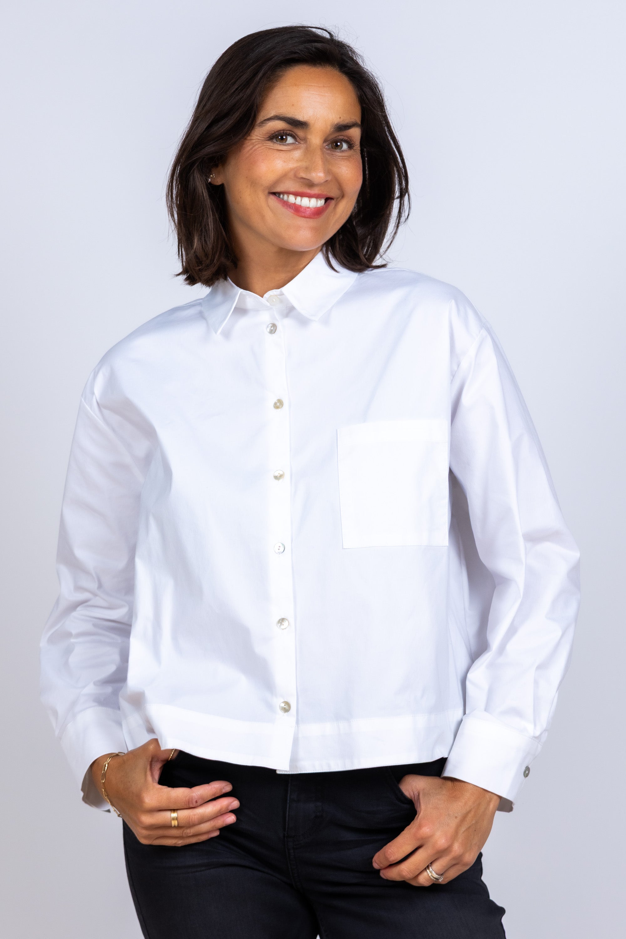 Blouse met borstzak - Wit