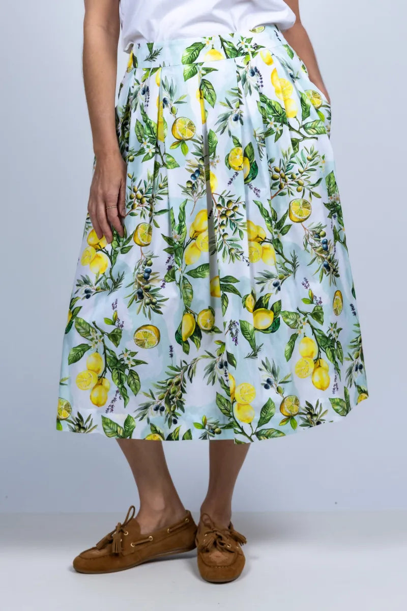 MARCCAIN COLLECTIE MARCCAIN COLLECTIE AA.71.01 W02 Rok met plooien - Wit
