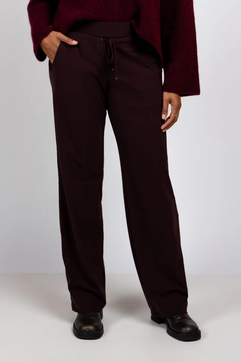 REPEAT Pantalon met koordje - Aubergine/plum