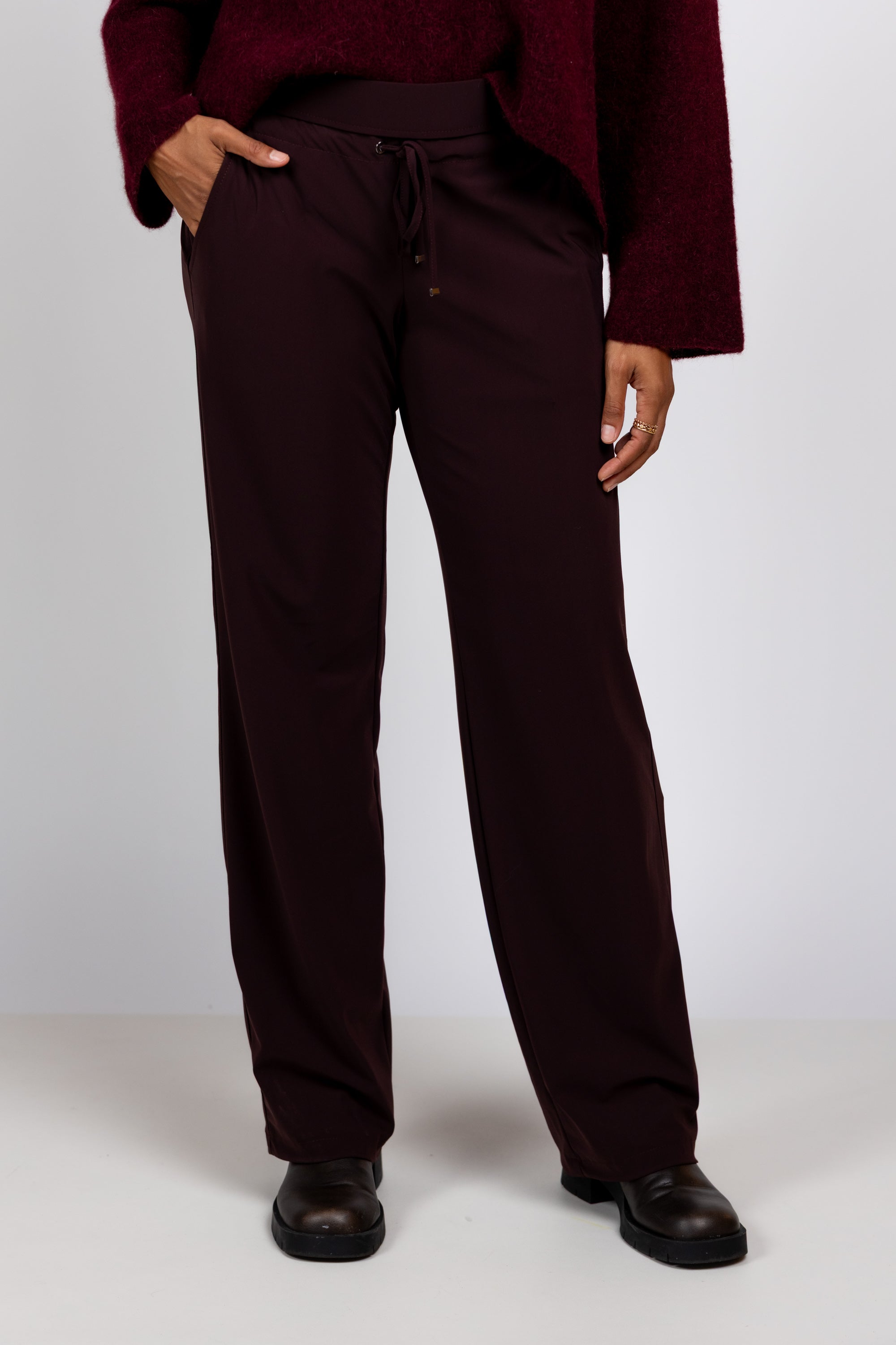 Pantalon met koordje - Aubergine/plum