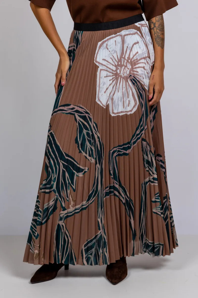 MUNTHE MUNTHE TAULLA MUNTHE TAULLA Plissé rok met print - Camel