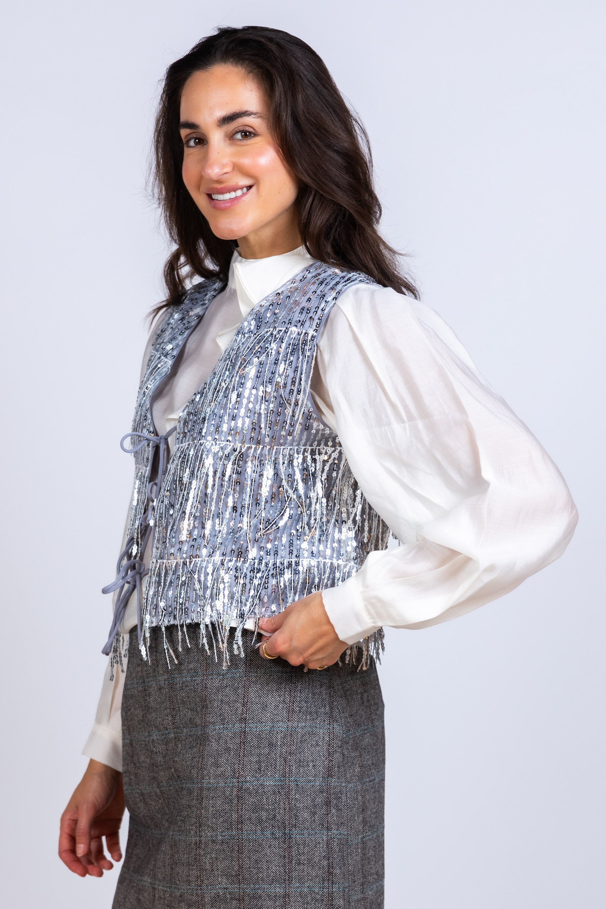 Gilet met pailletten - Zilver