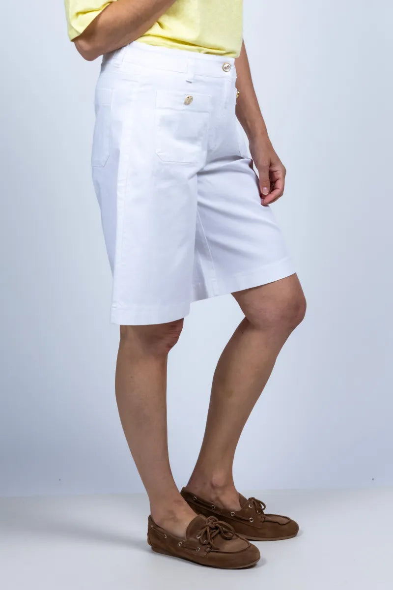 CAMBIO Bermuda met knopen - Wit