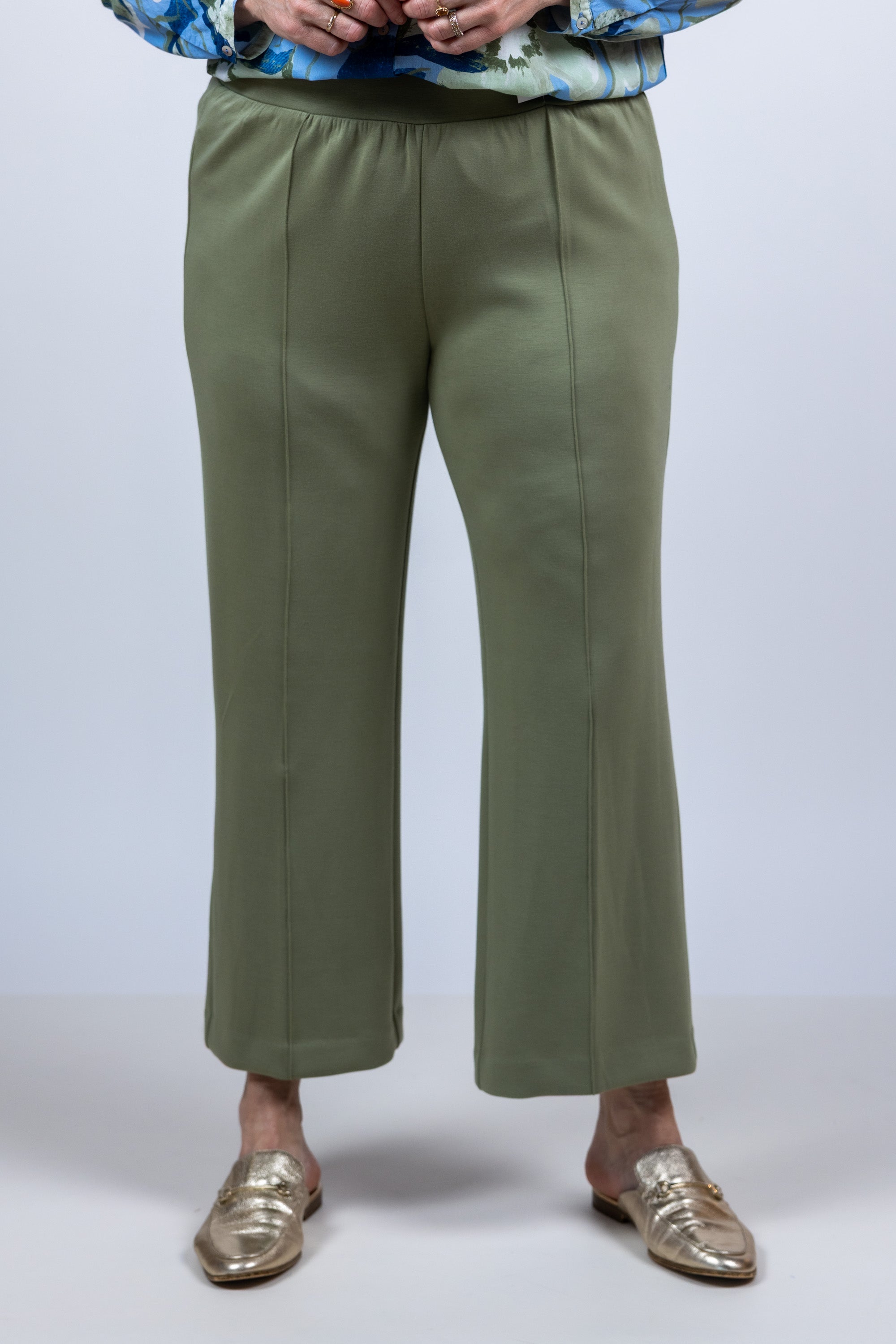 Broek met elastische taille - Olijfgroen