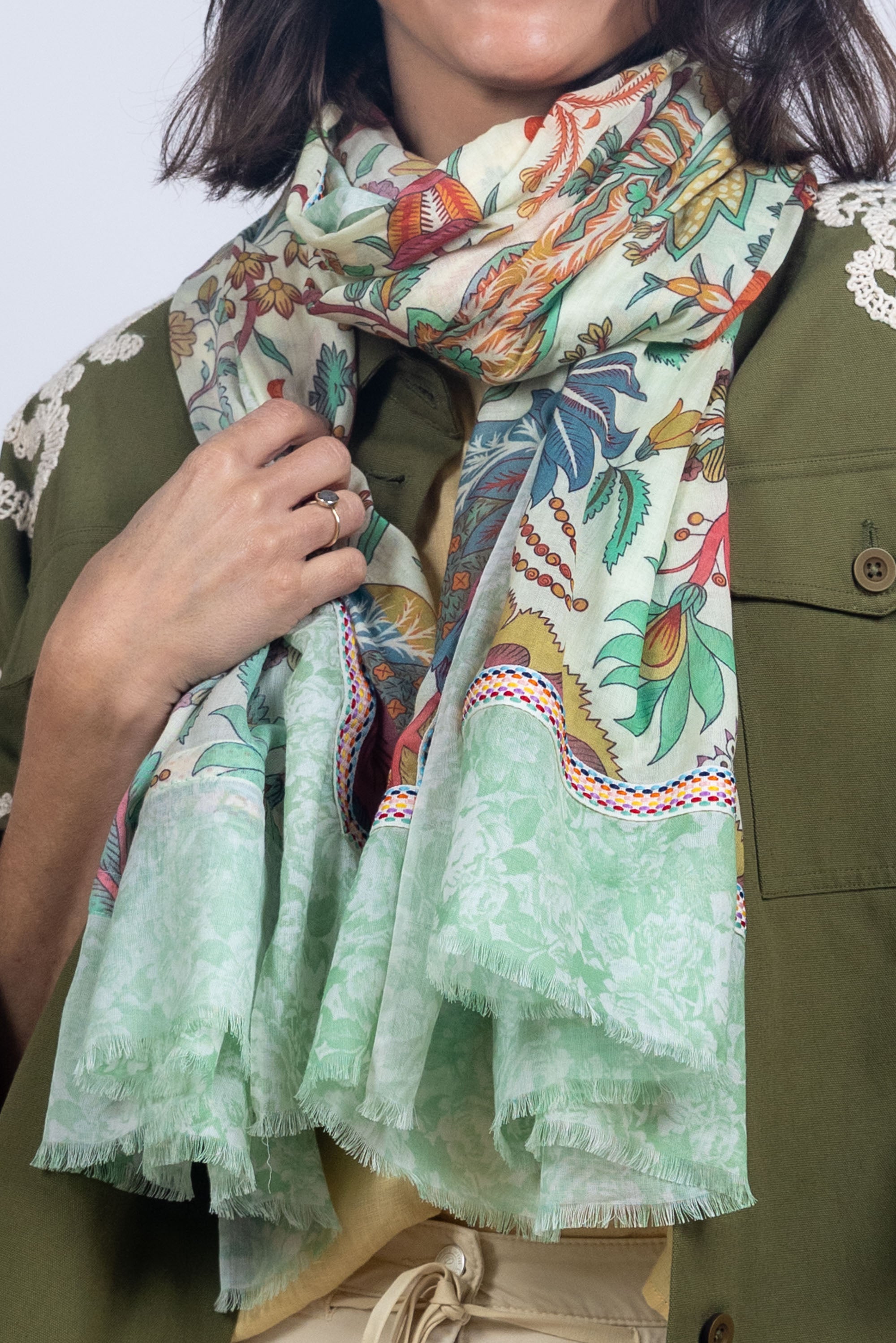 Sjaal met print - Khaki