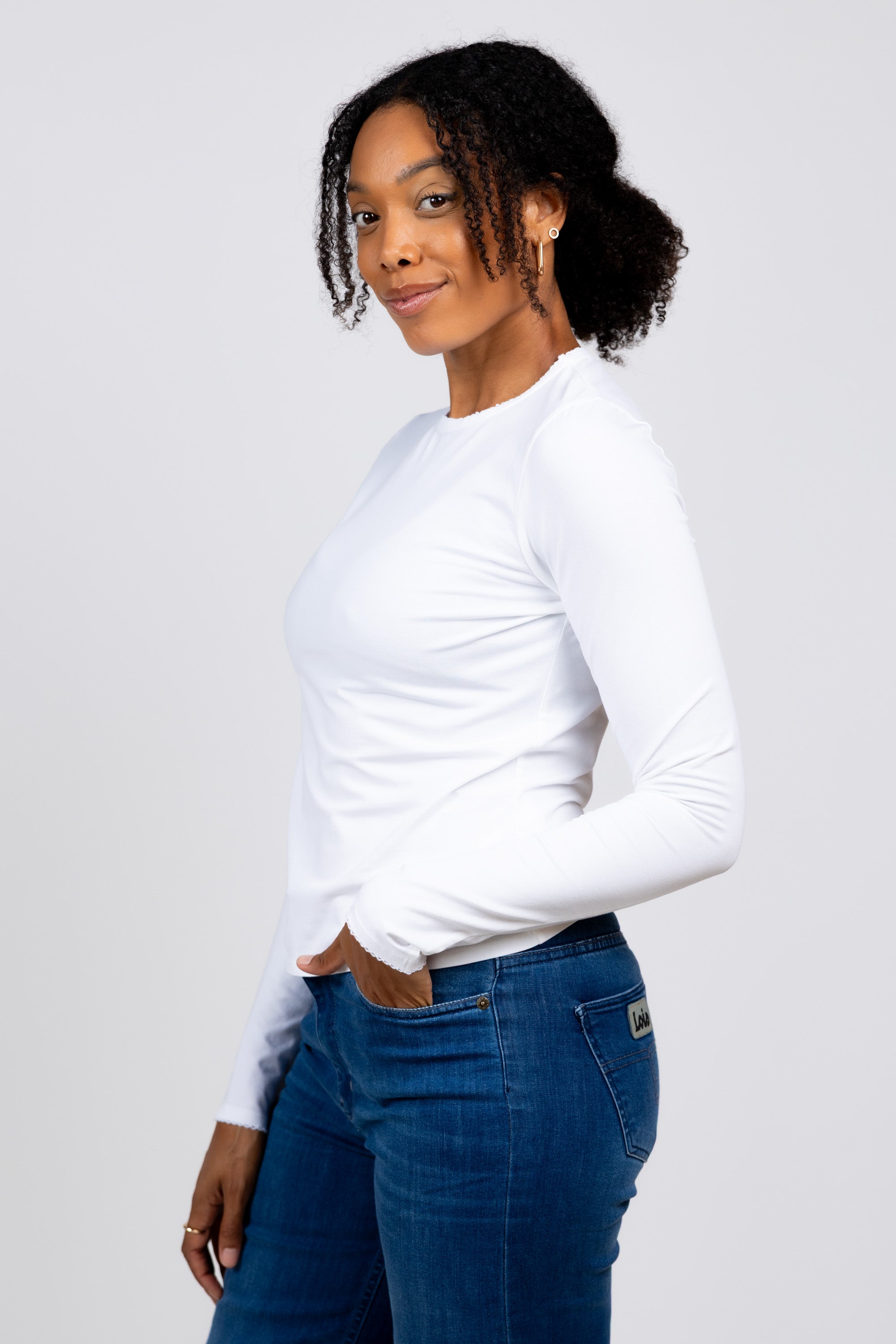 Longsleeve met sierrandje - Ecru