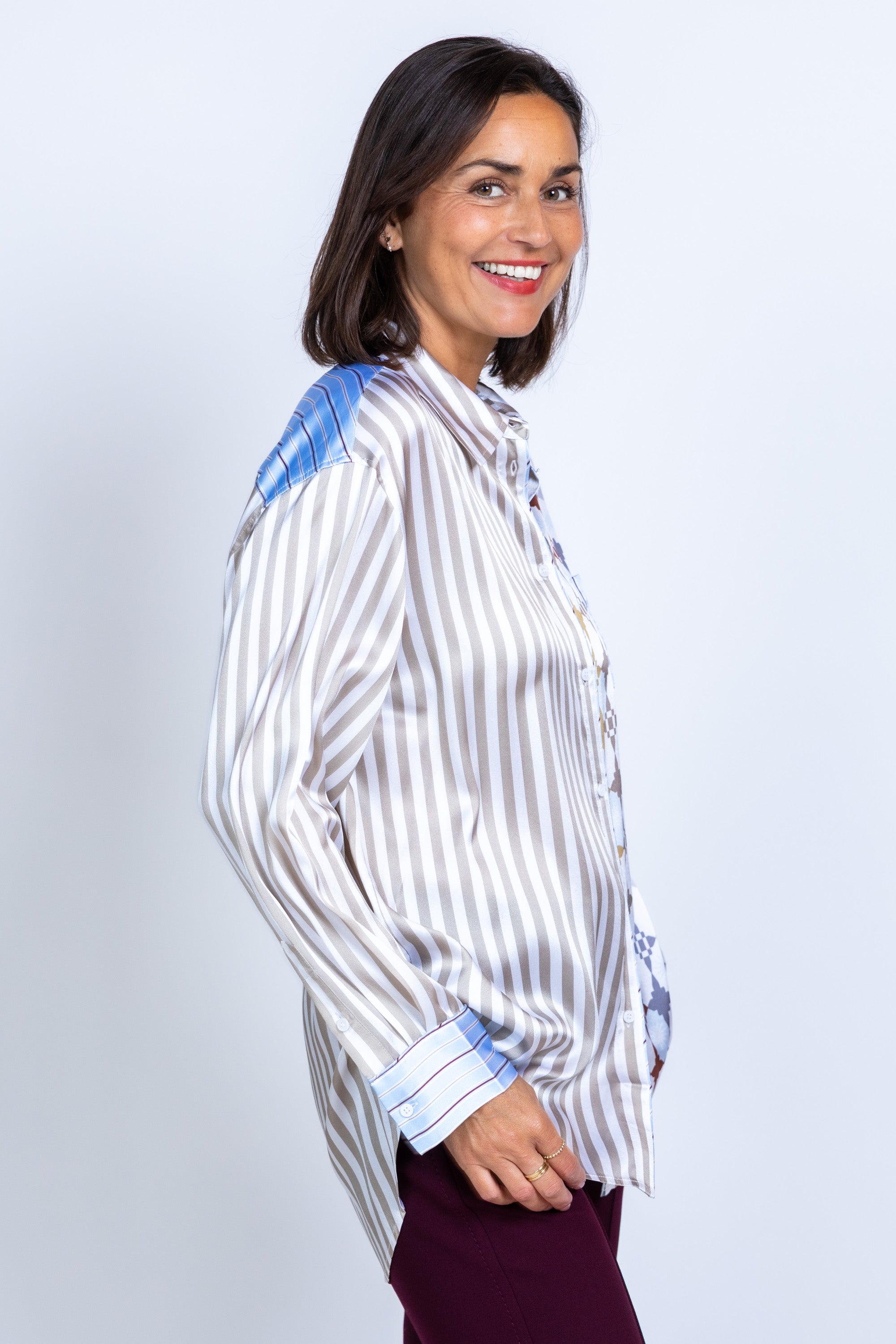 Blouse met print - Licht taupe