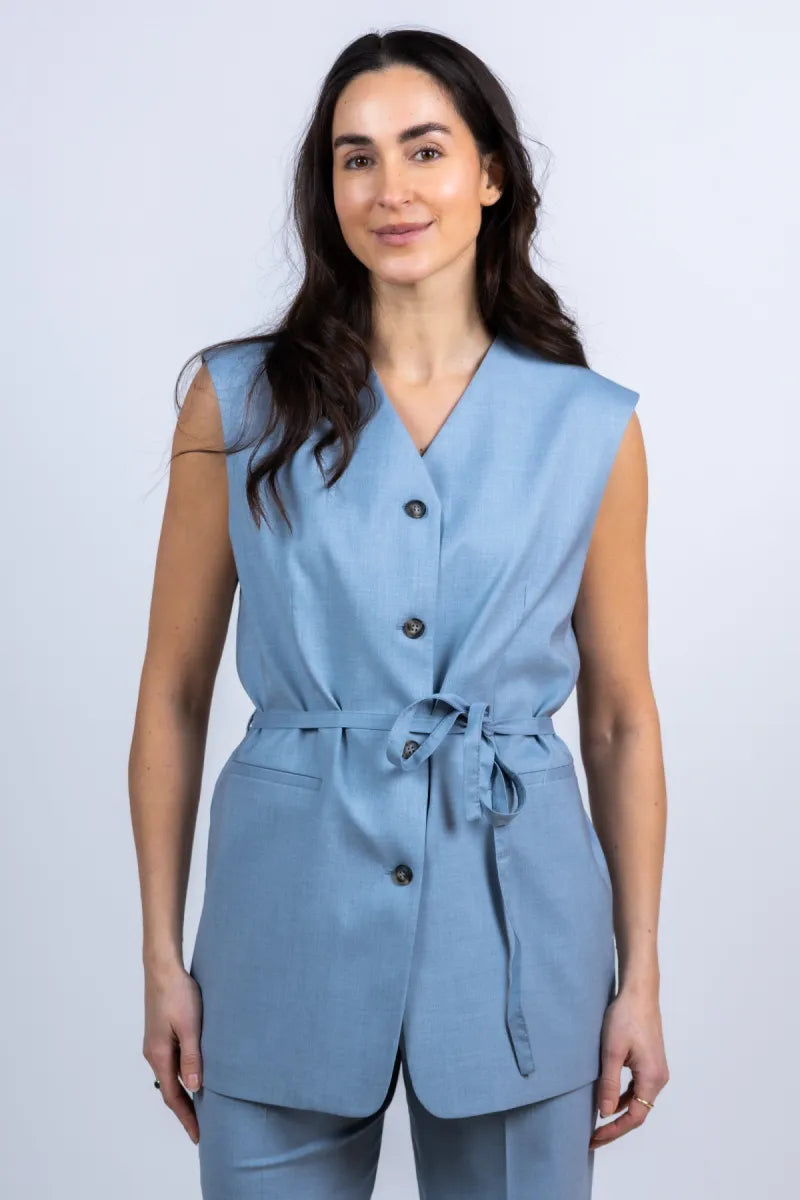 SELECTED SELECTED BOXY LISA16100509 Gilet met knopen - Bleu