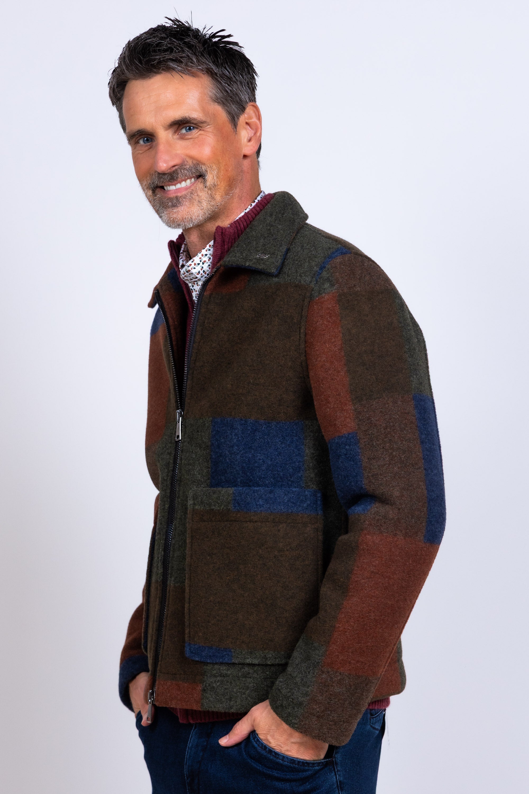 Jasje met blokpatroon - Brique