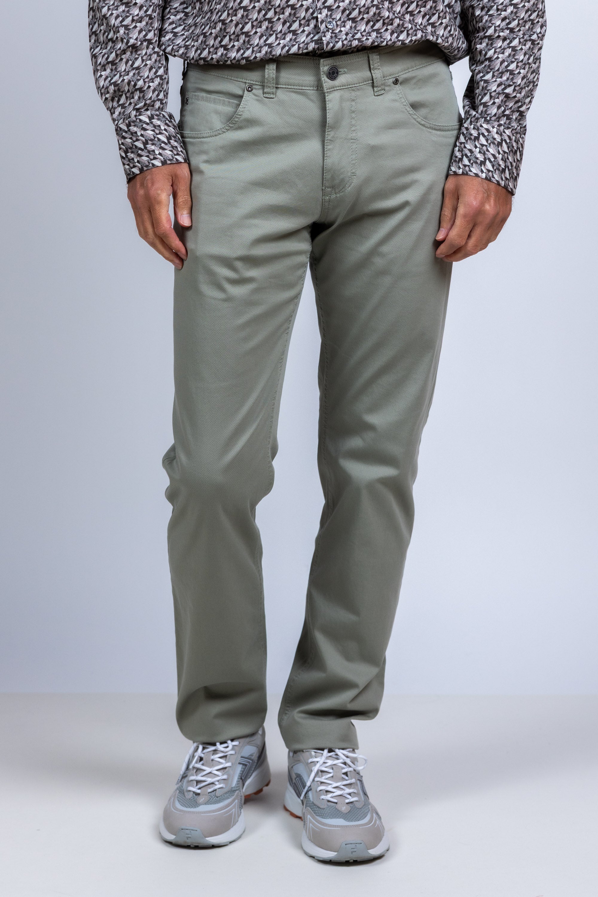 Broek met knoop- en ritssluiting - Khaki