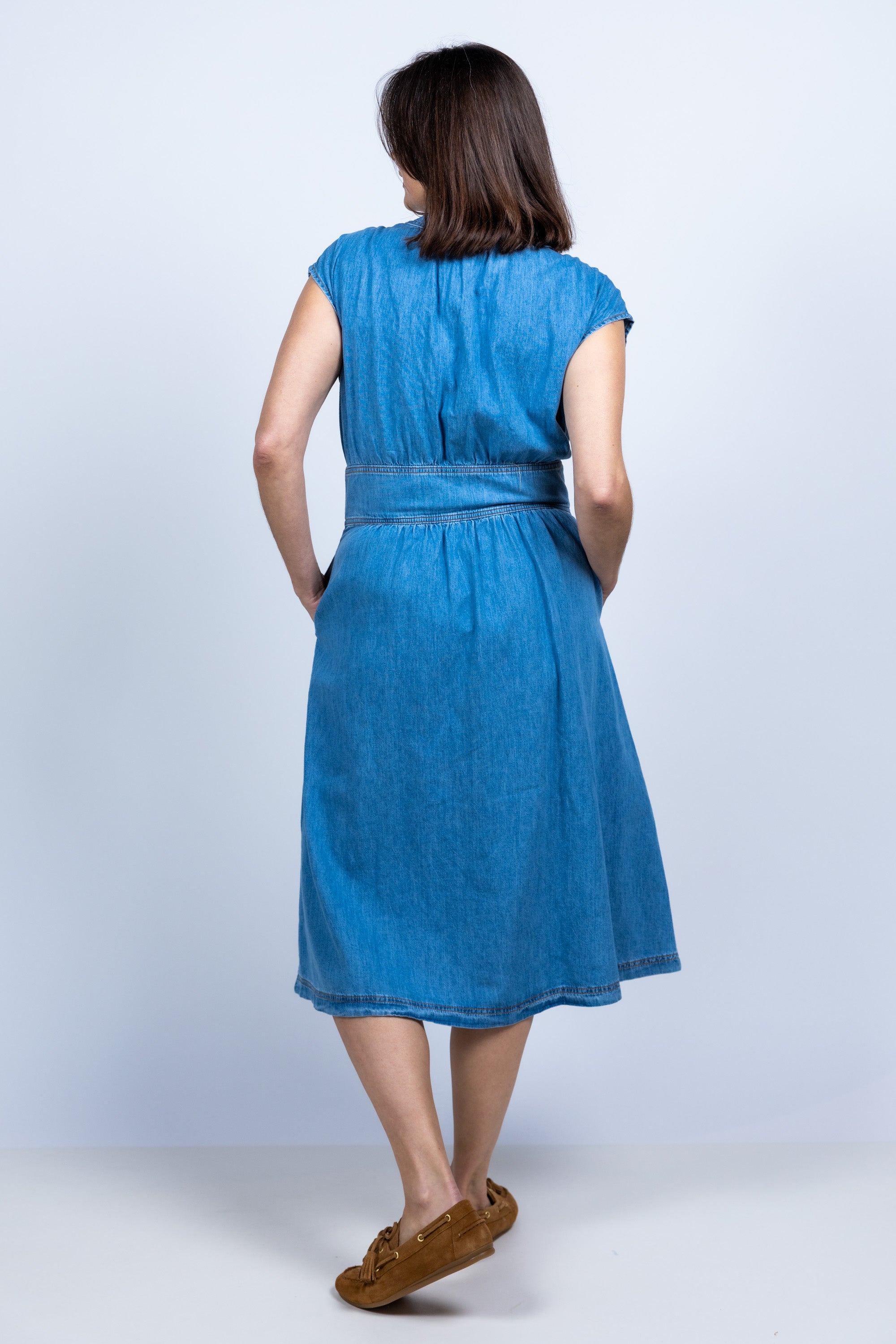 Jurk met ceintuur - Licht jeans