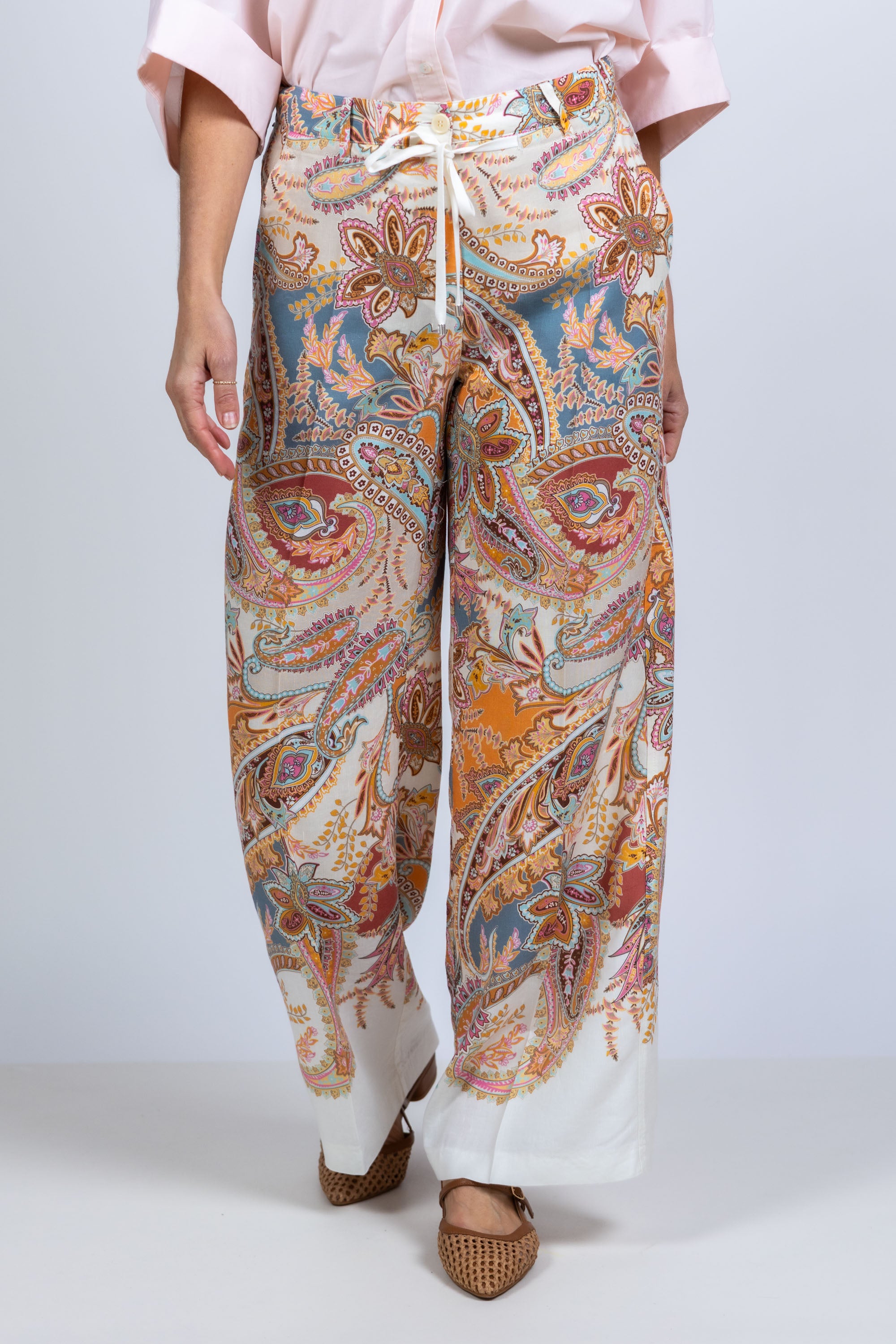 Wijde broek met print - Gebrand oranje