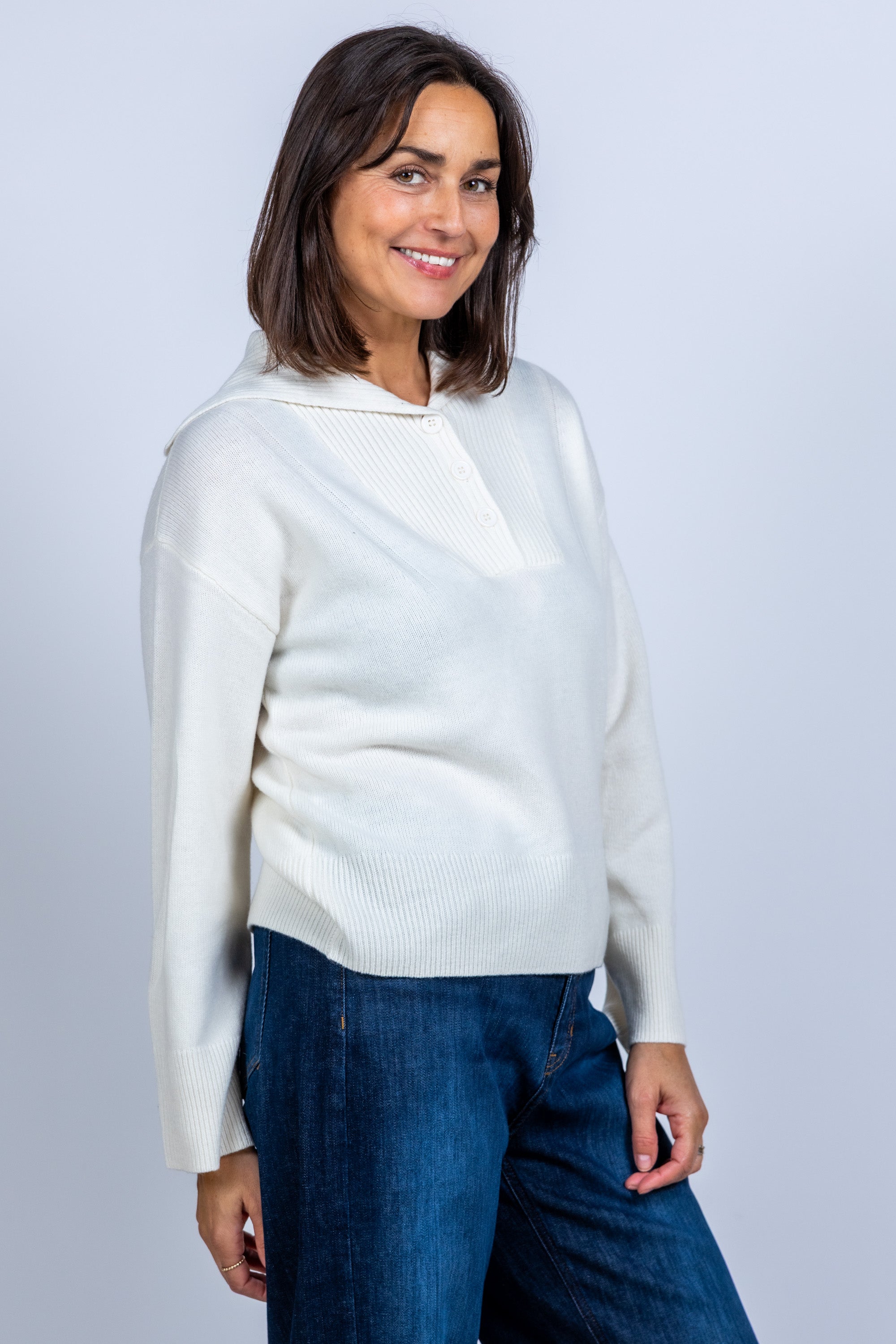 Trui met knopen - Ecru