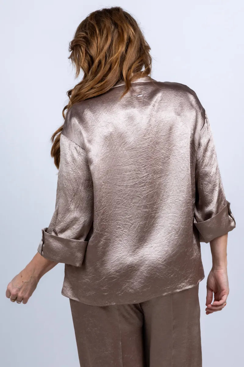 XANDRES GOLD XANDRES GOLD X-Halexa Blouse met kraag - Taupe