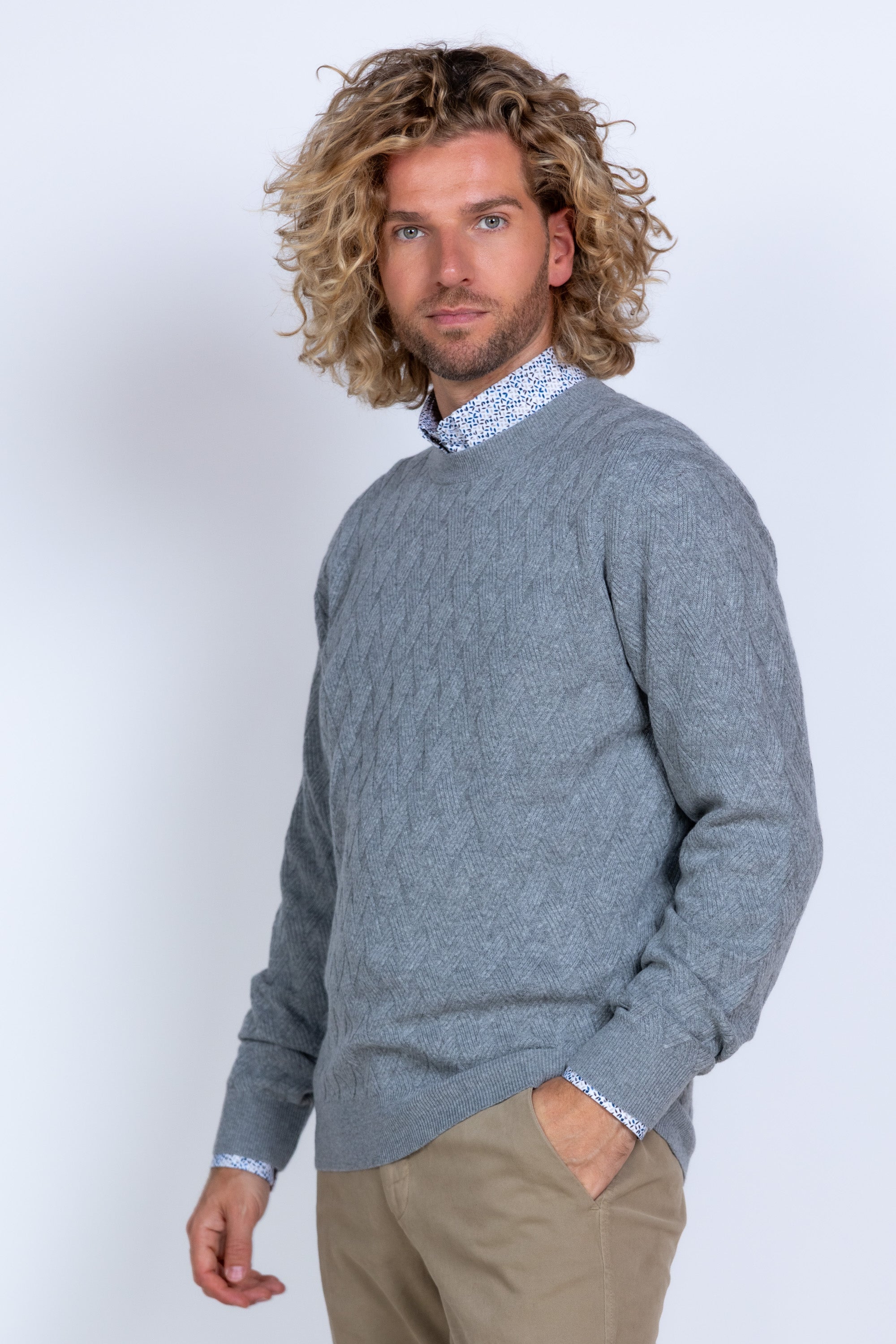 Trui met structuur - Lichtgrijs
