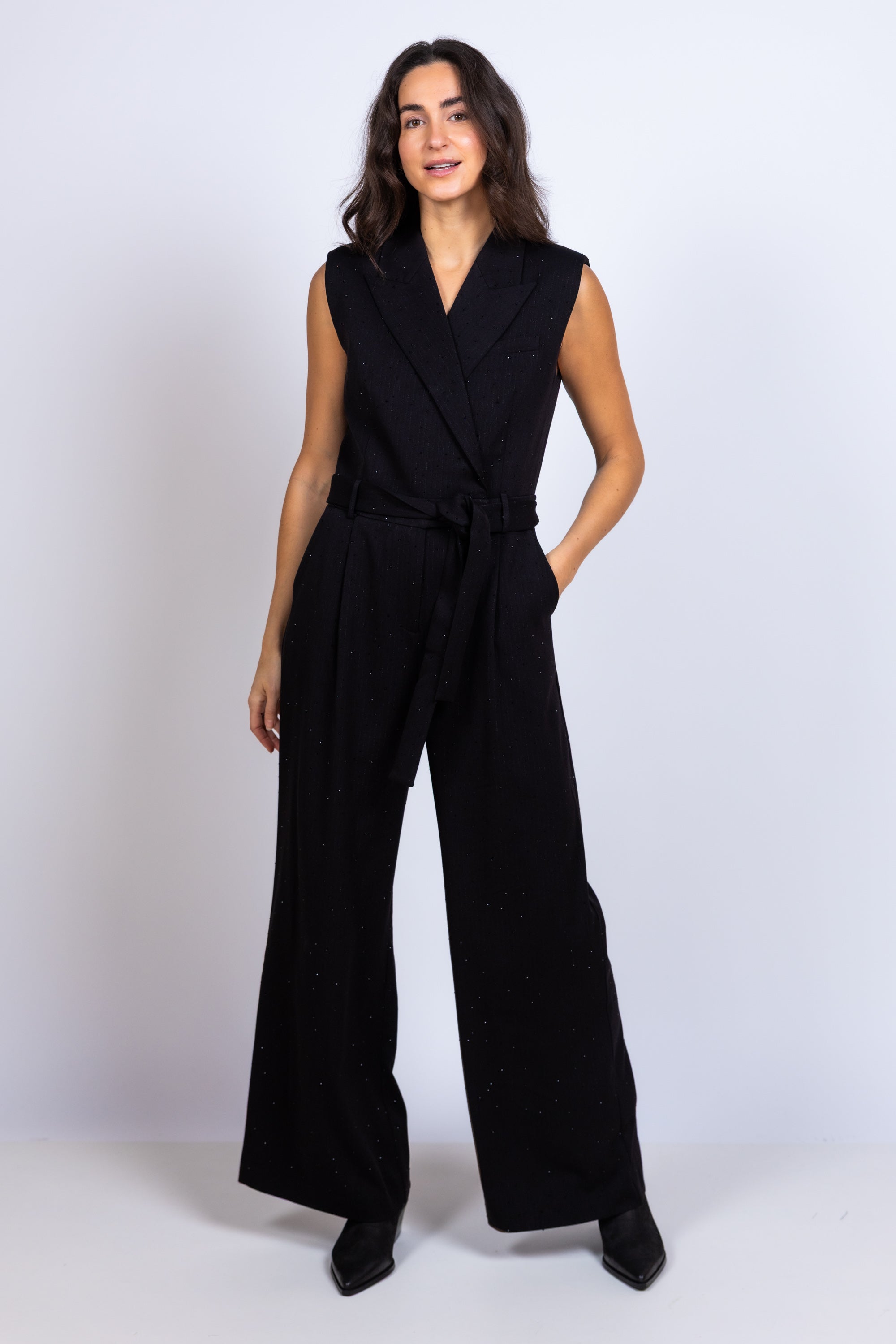 Jumpsuit met ceintuur - Zwart