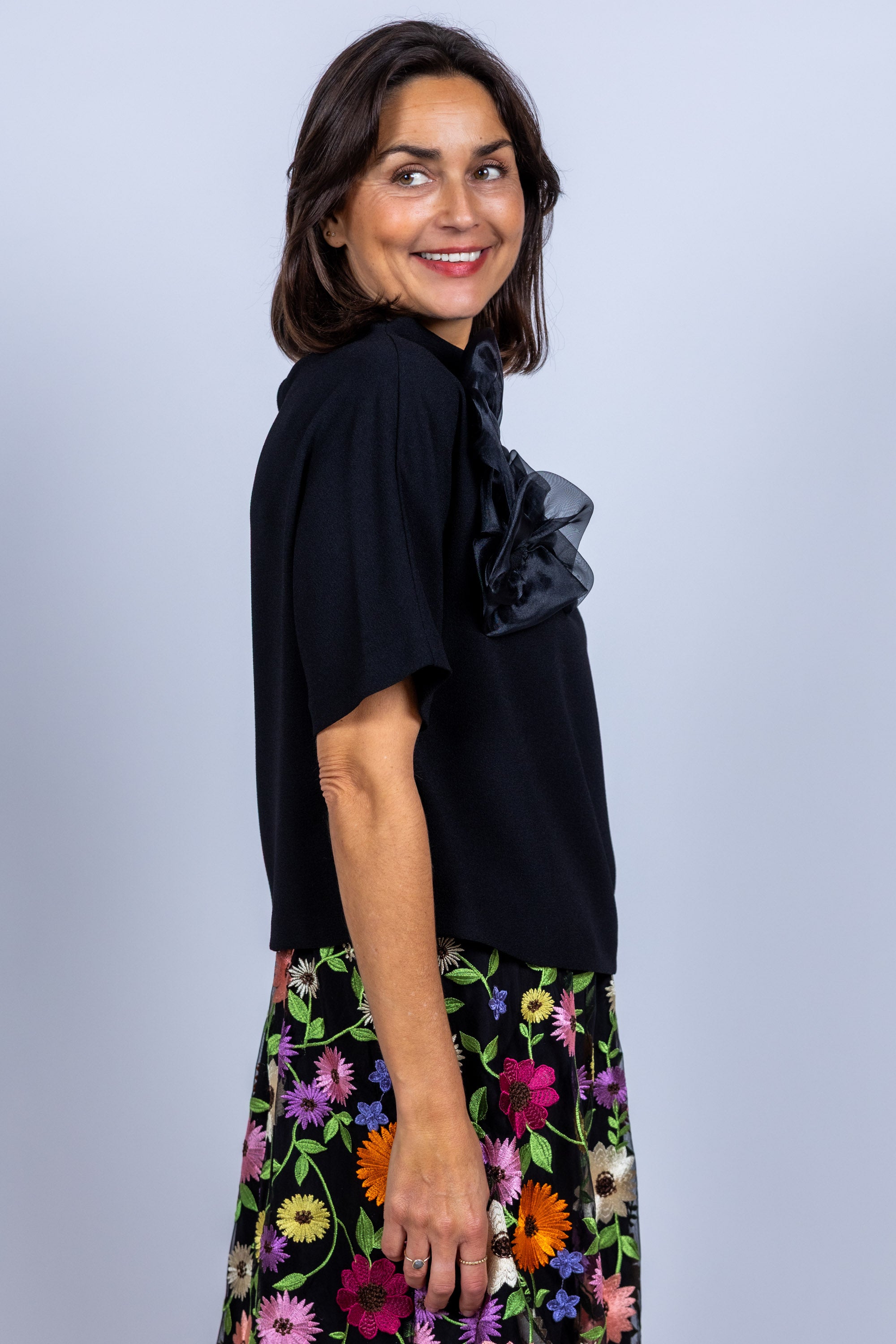 Top met applicaties - Zwart