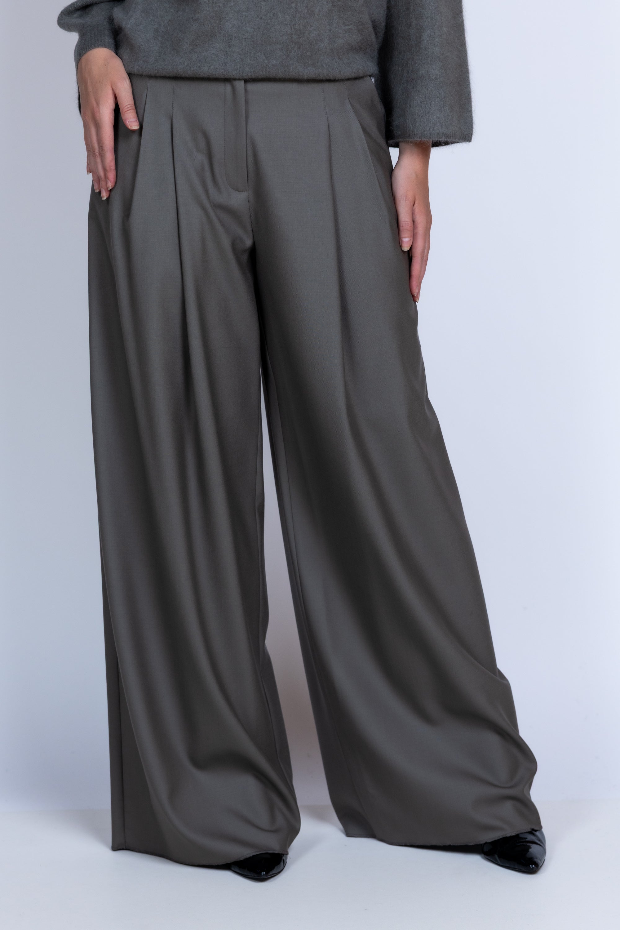 Wijde pantalon - Grijs/groen