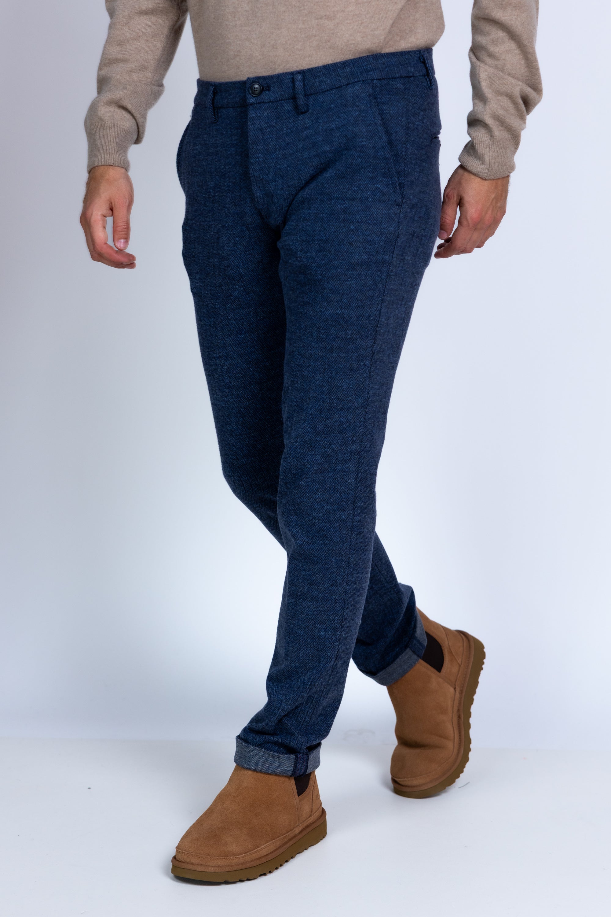 Chino met structuur - French blue