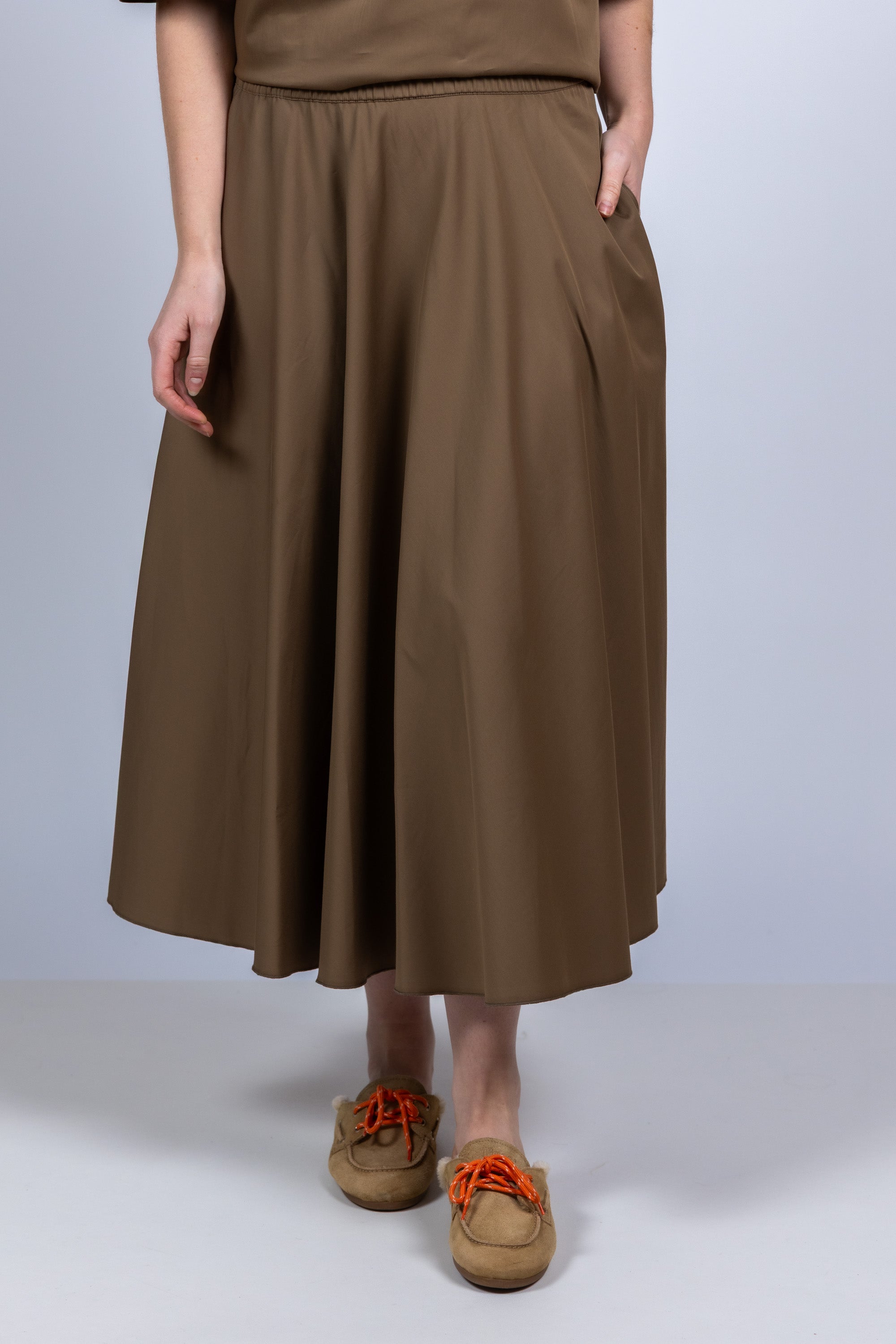 Rok met elastische taille - Taupe