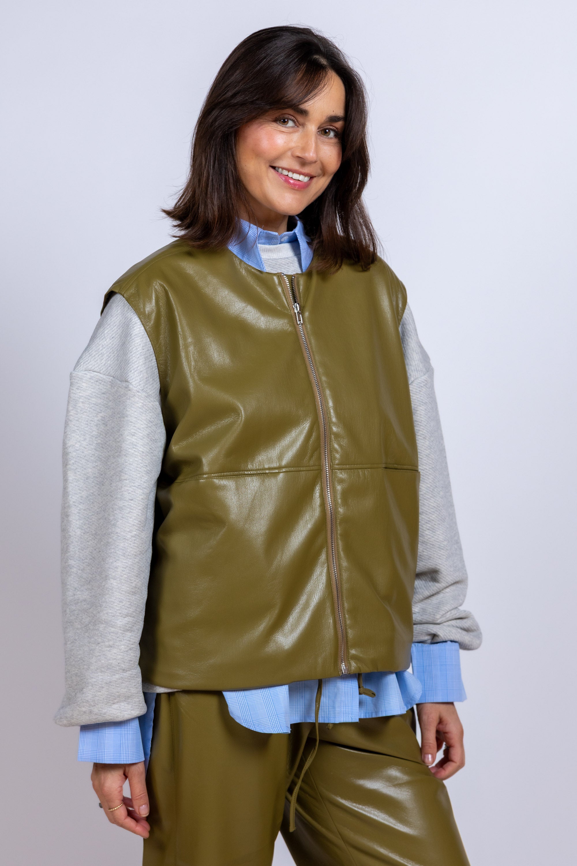 Gilet met rits - Olijfgroen