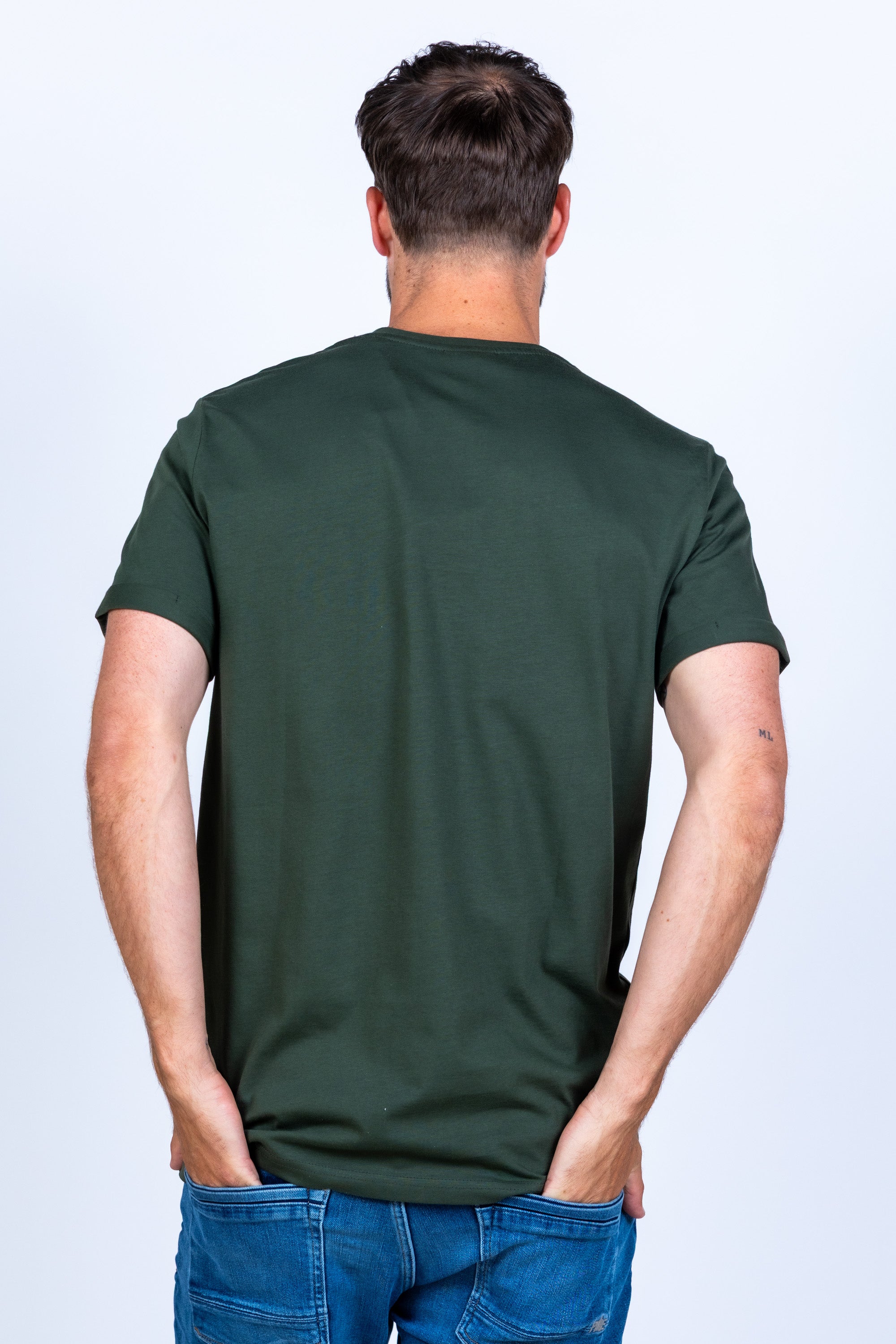 T-shirt met borduursel - Olijfgroen