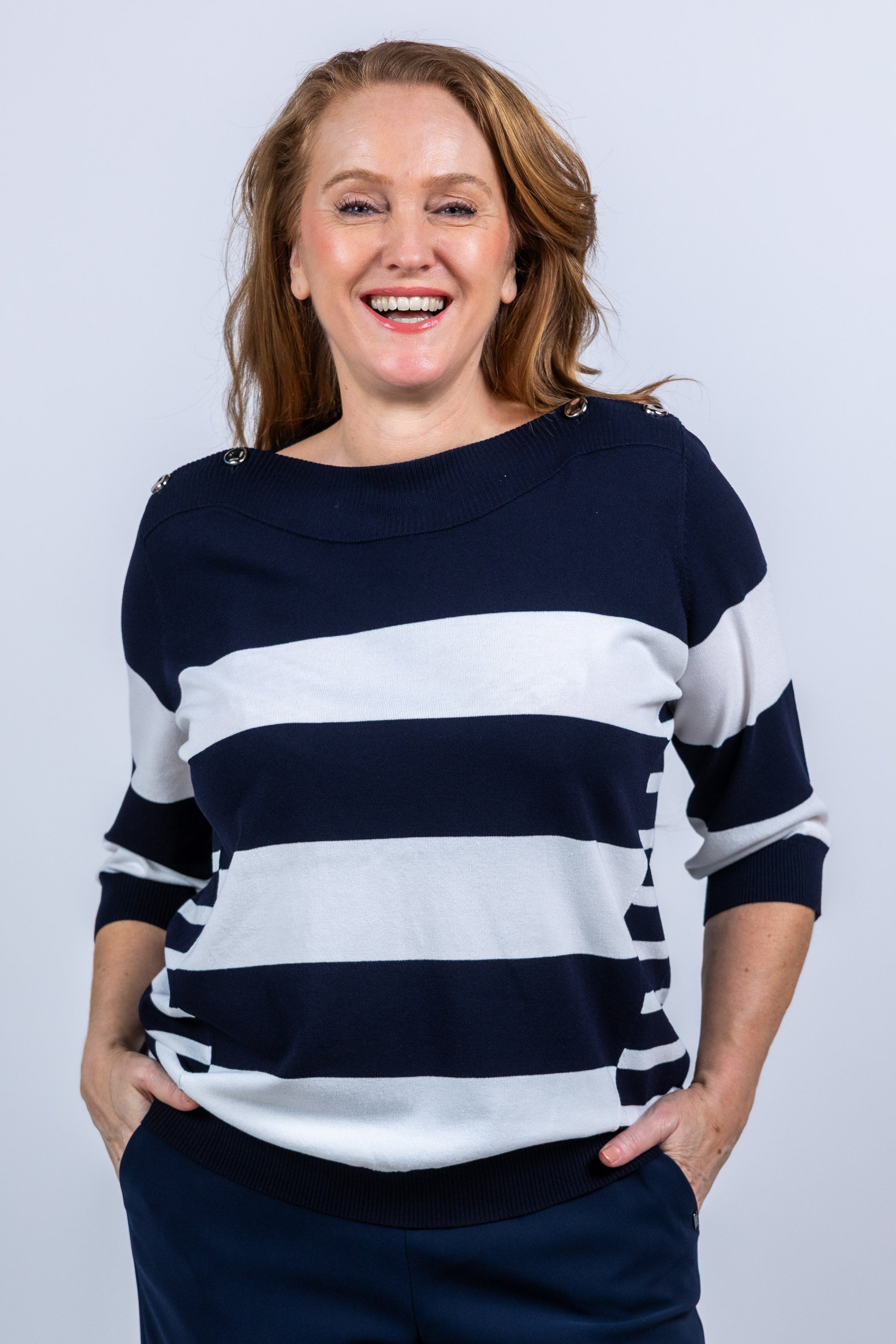 Trui met strepen - Marine