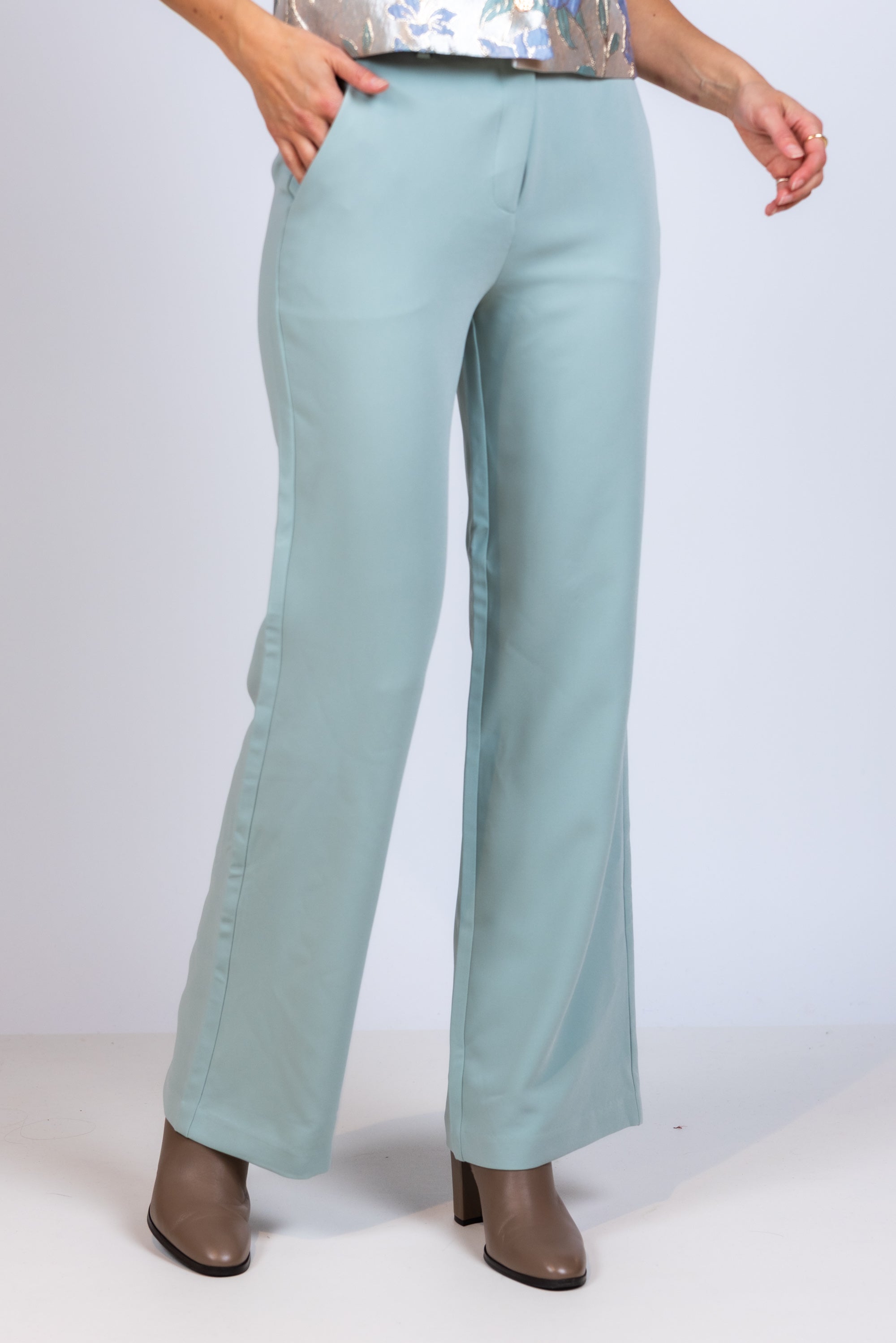 Broek met rechte pijpen - Mint