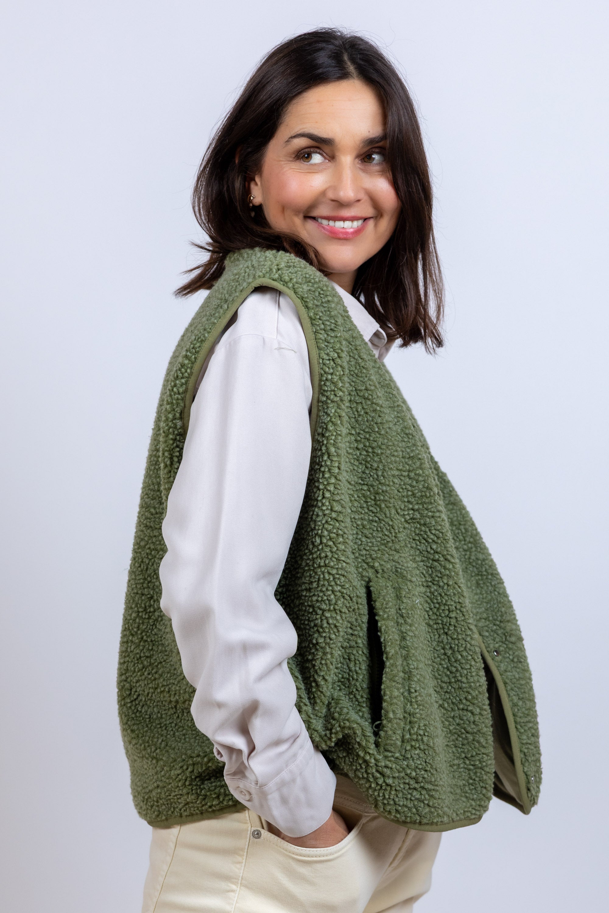 Gilet met knopen - Khaki