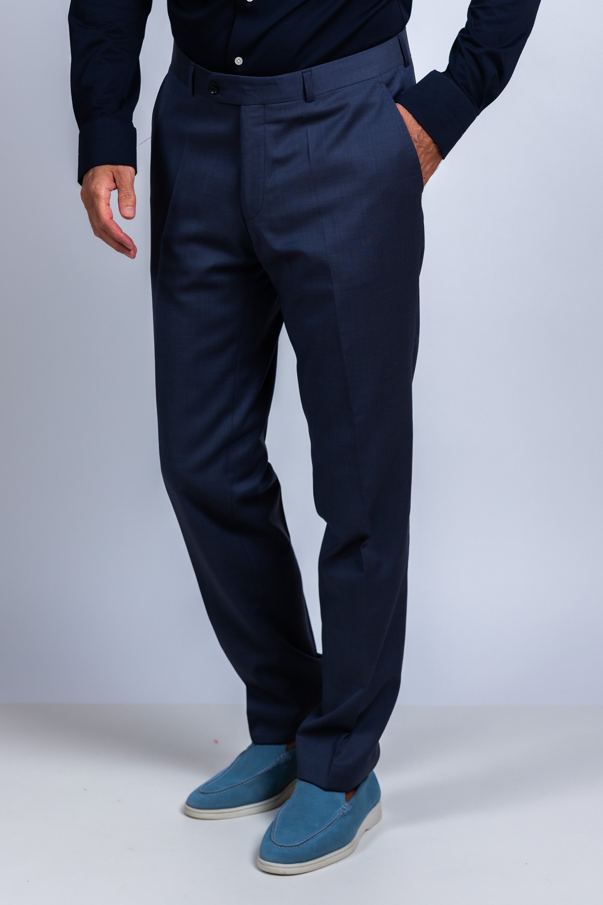 Pantalon met plooien - French blue