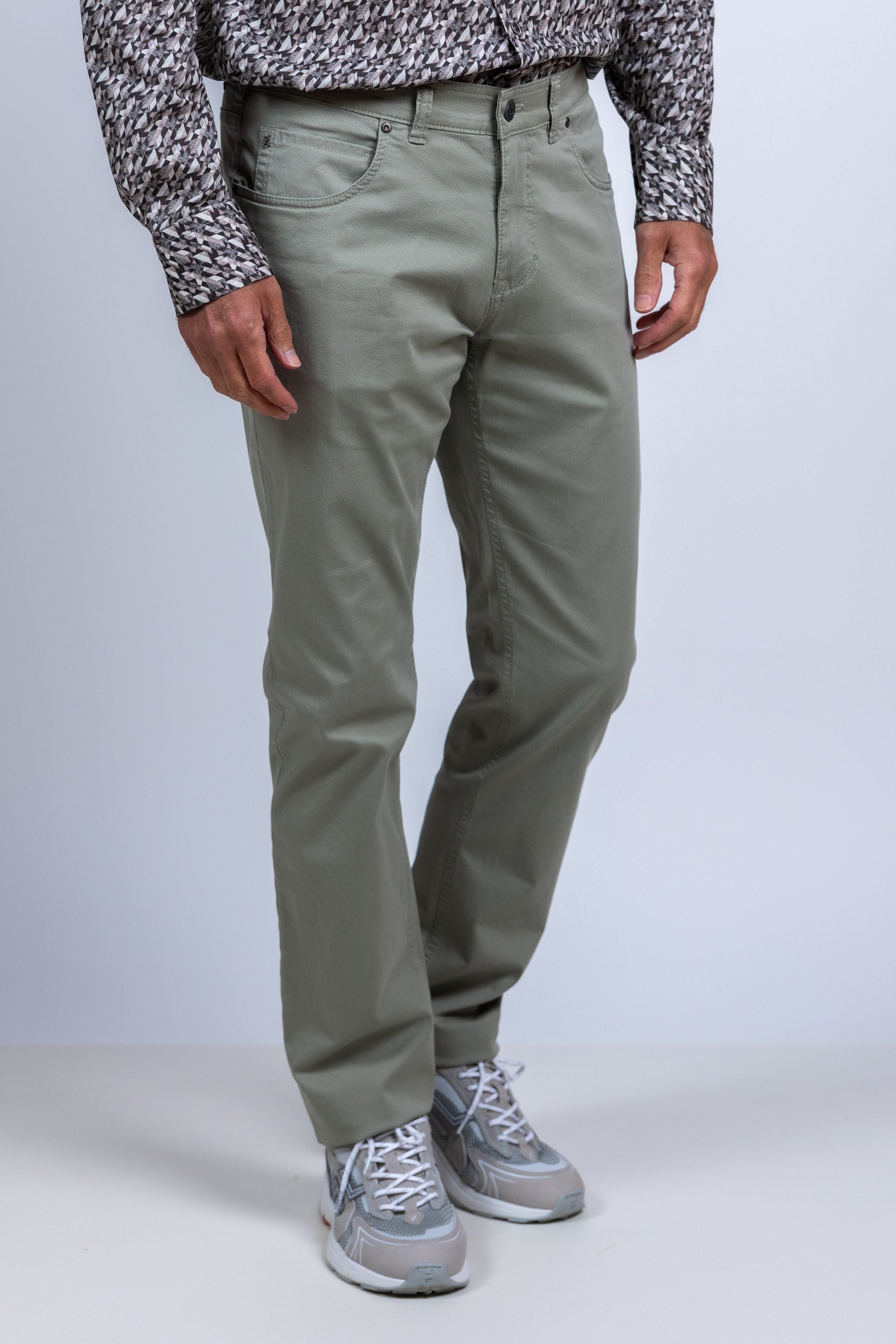 Broek met knoop- en ritssluiting - Khaki