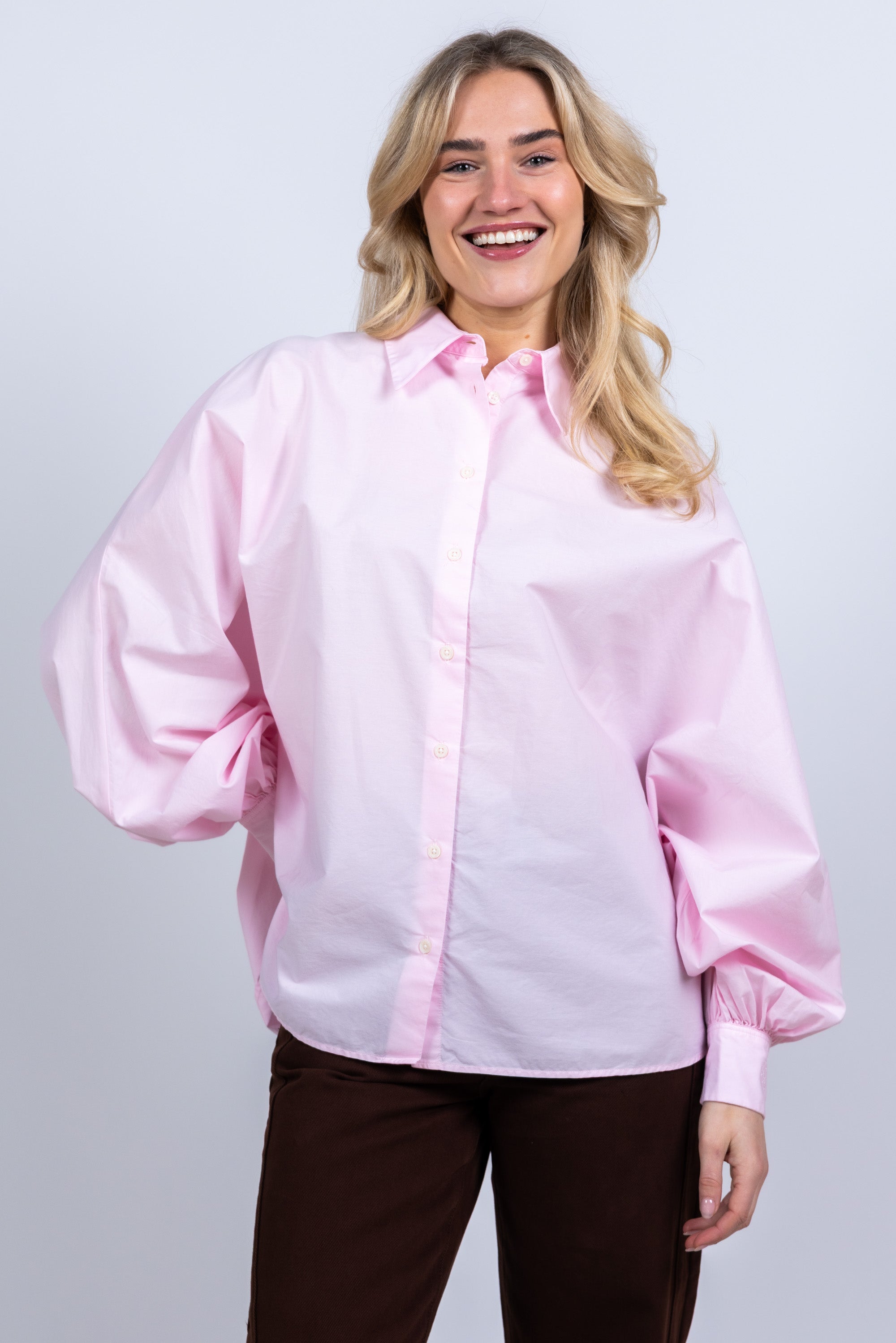 Blouse met ballonmouwen - Roze