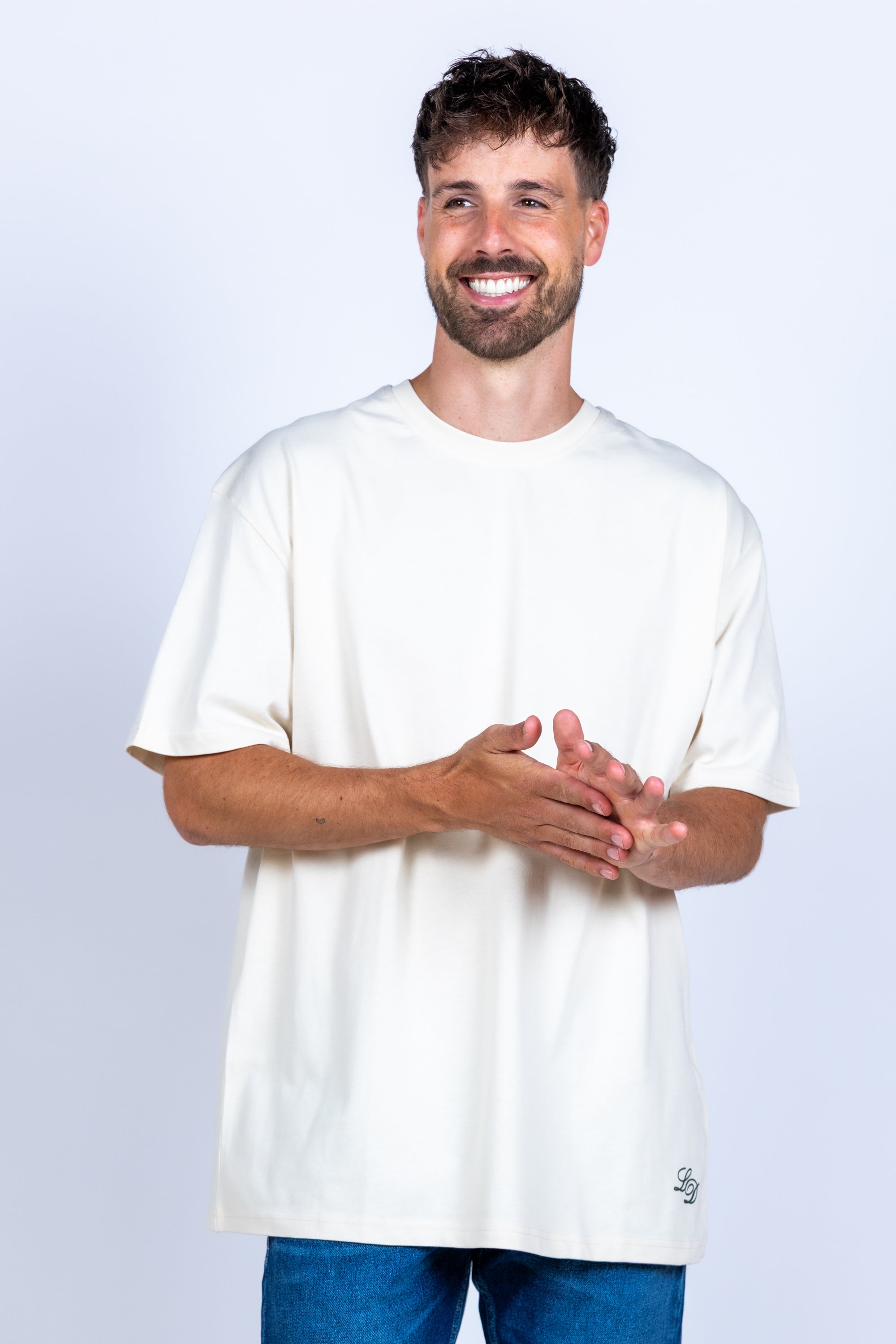 T-shirt met logo - Ecru