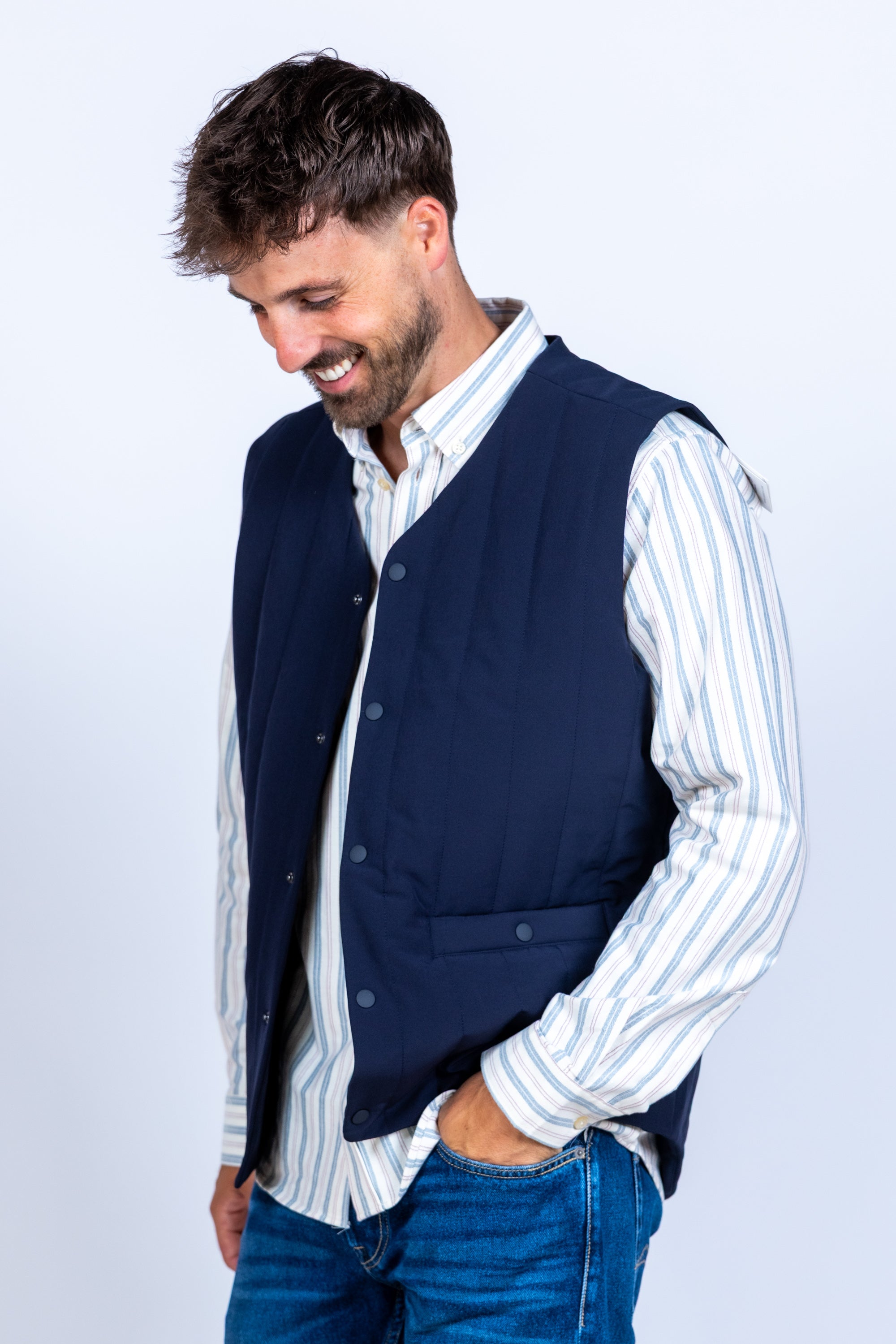 Gilet met knopen - Marine