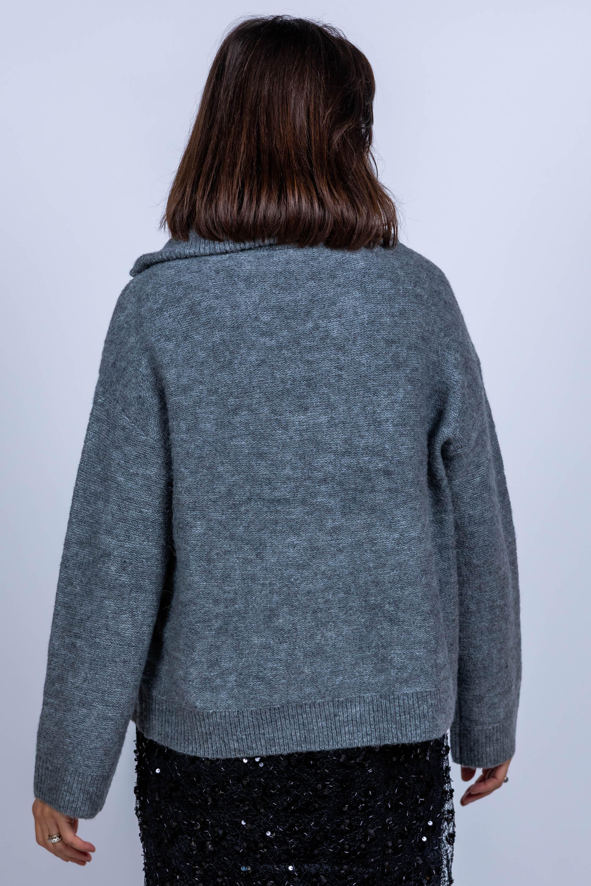 Trui met rits - Middengrijs