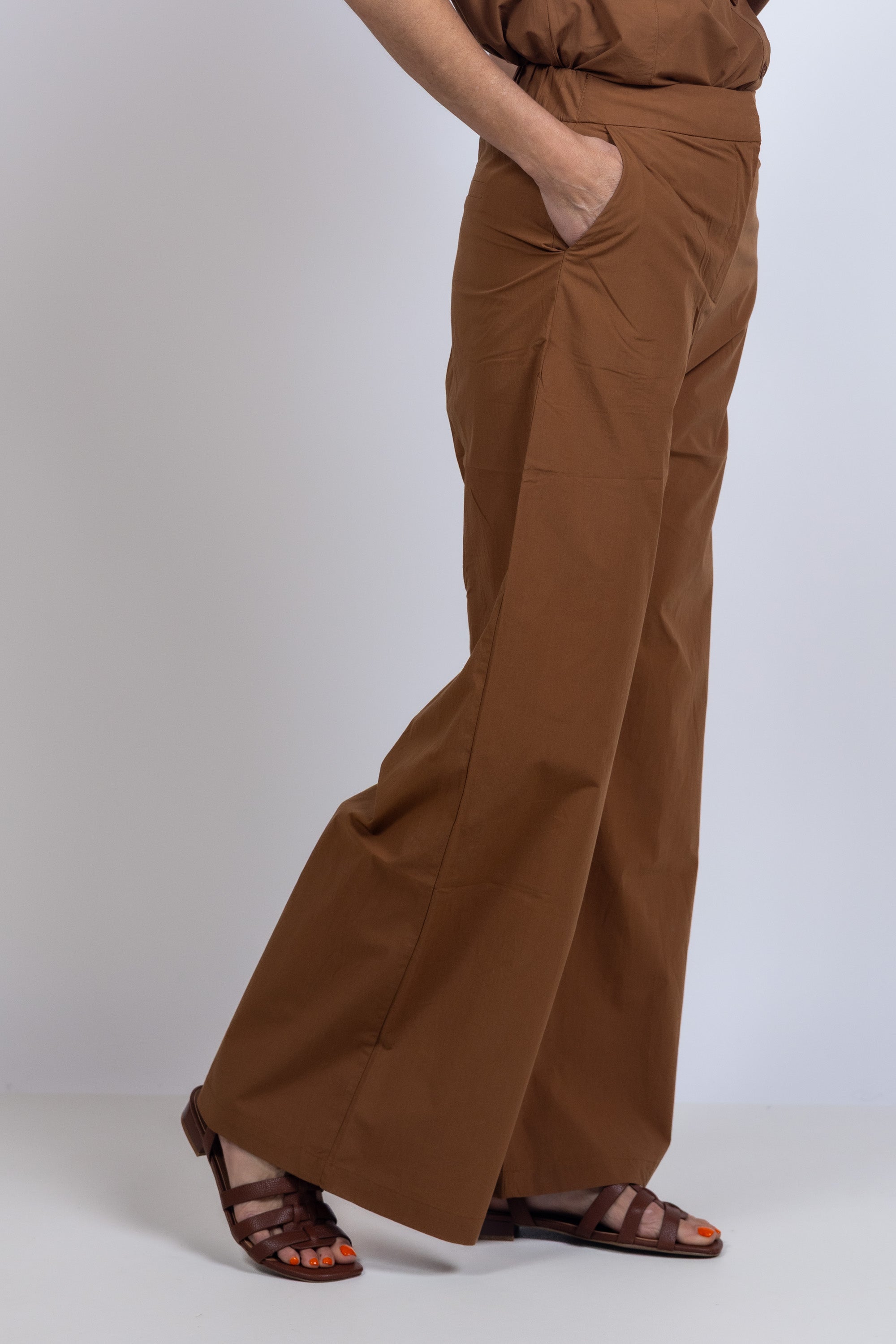 Wijde broek - Cognac